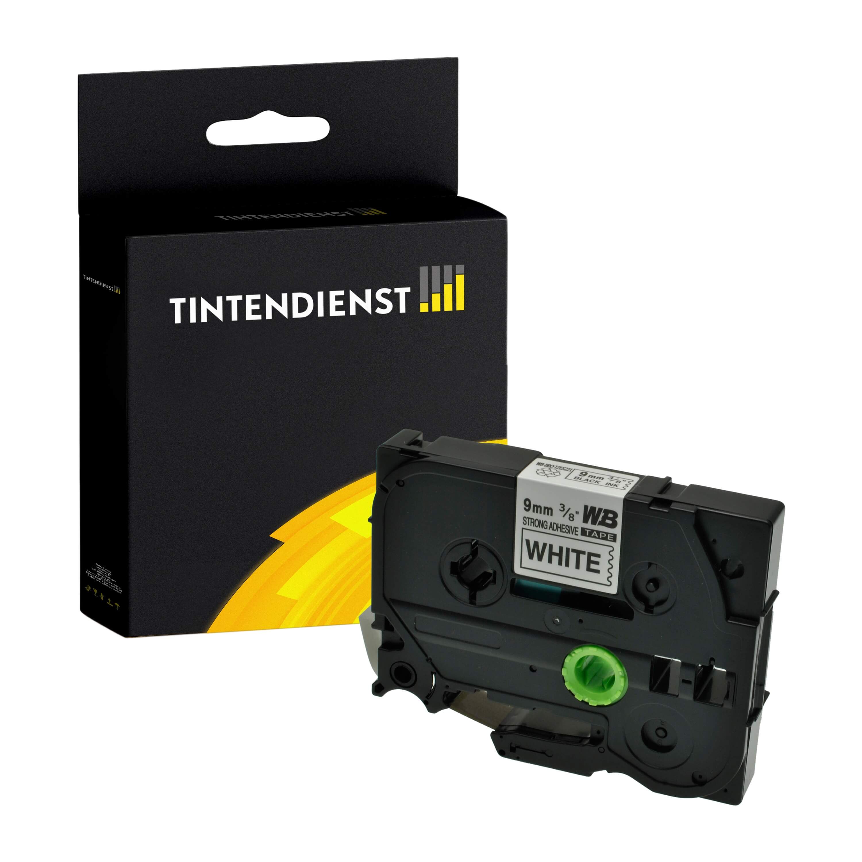 Schriftband kompatibel für Brother P-Touch 540 Series (TZE-S221) 9mm/8m Schwarz auf Weiss