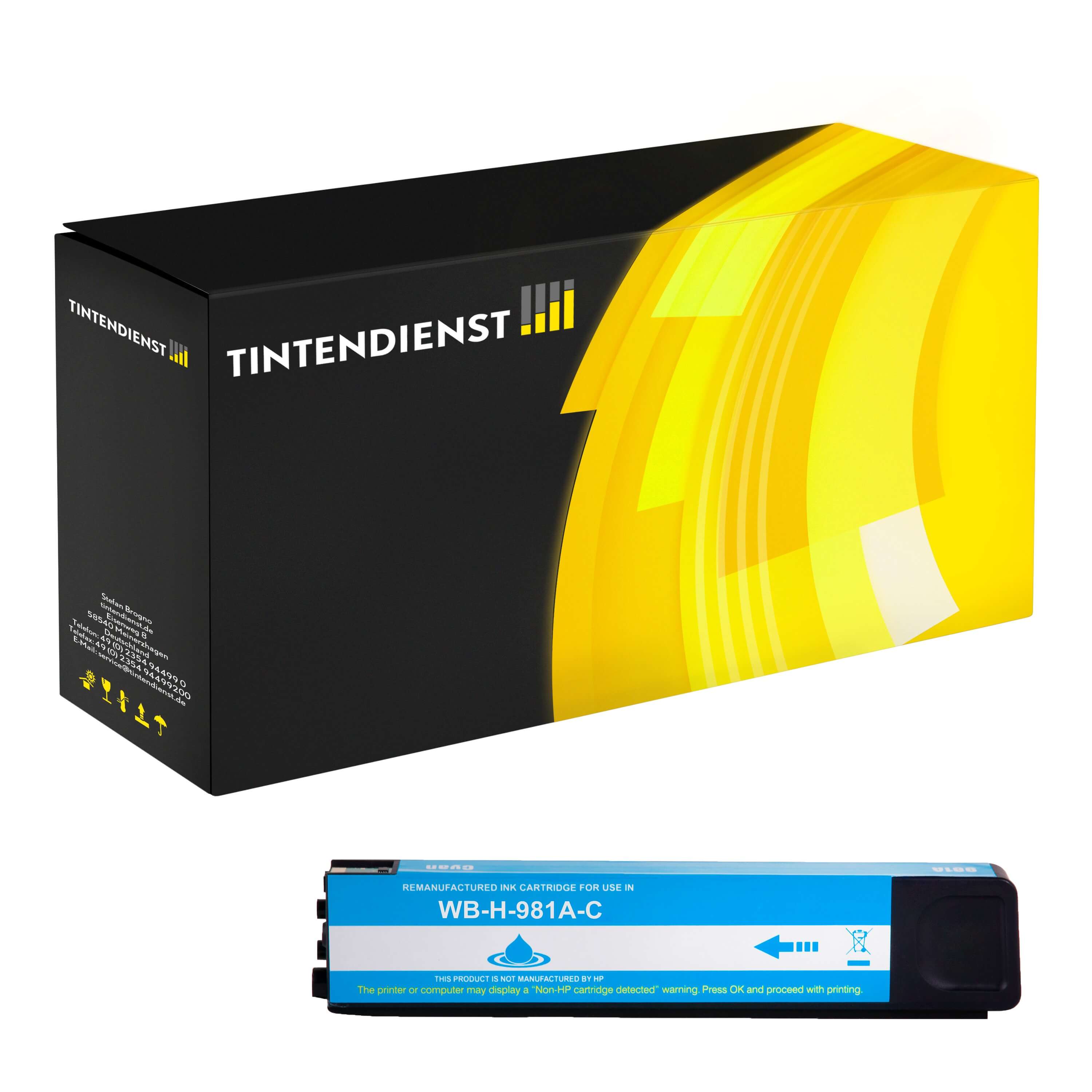 Druckerpatrone kompatibel für HP PageWide Enterprise Color Flow MFP 586 dn (J3M68A / 981A) Cyan