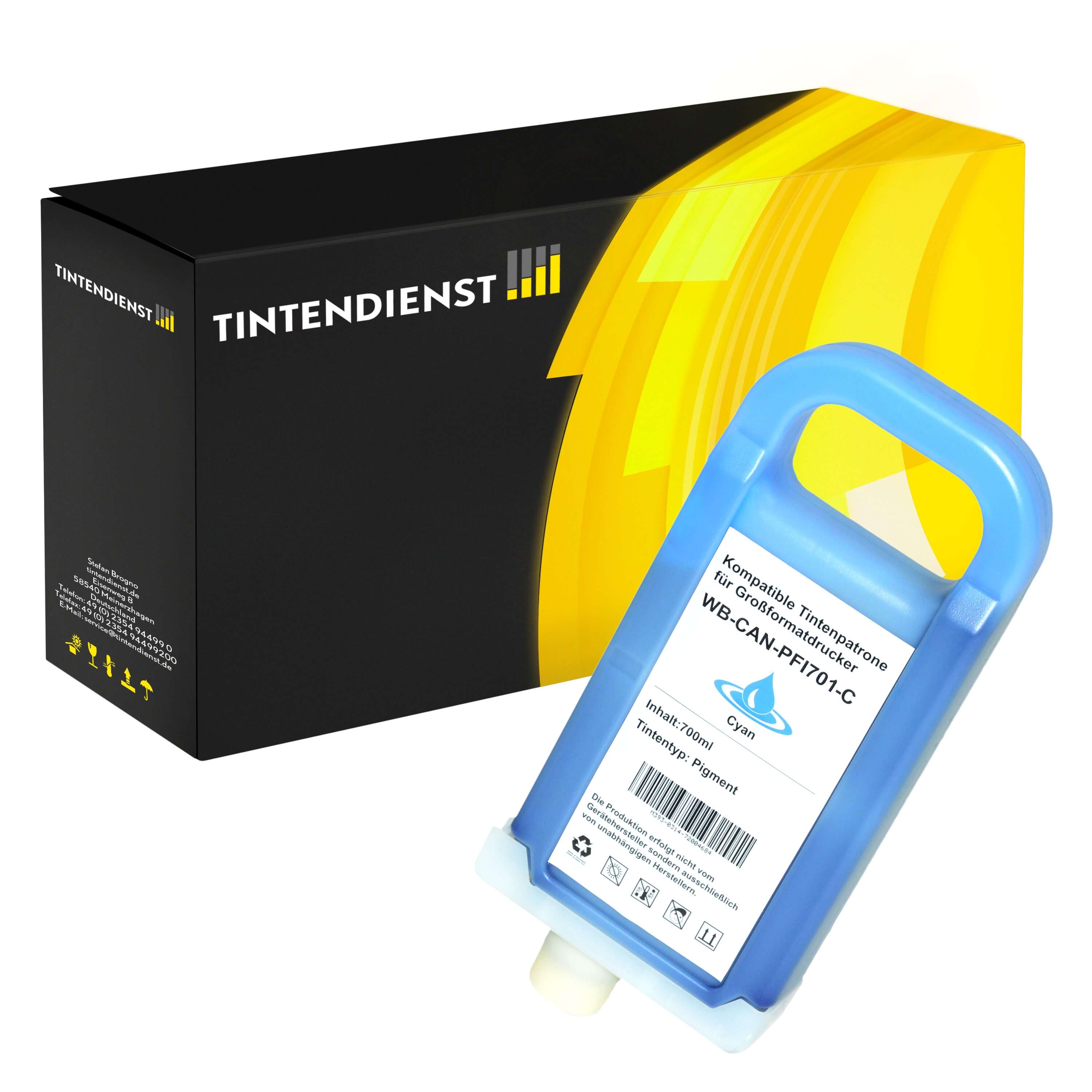 Druckerpatrone kompatibel für Canon imagePROGRAF IPF 9000 S (0901B001 / PFI-701C) Cyan