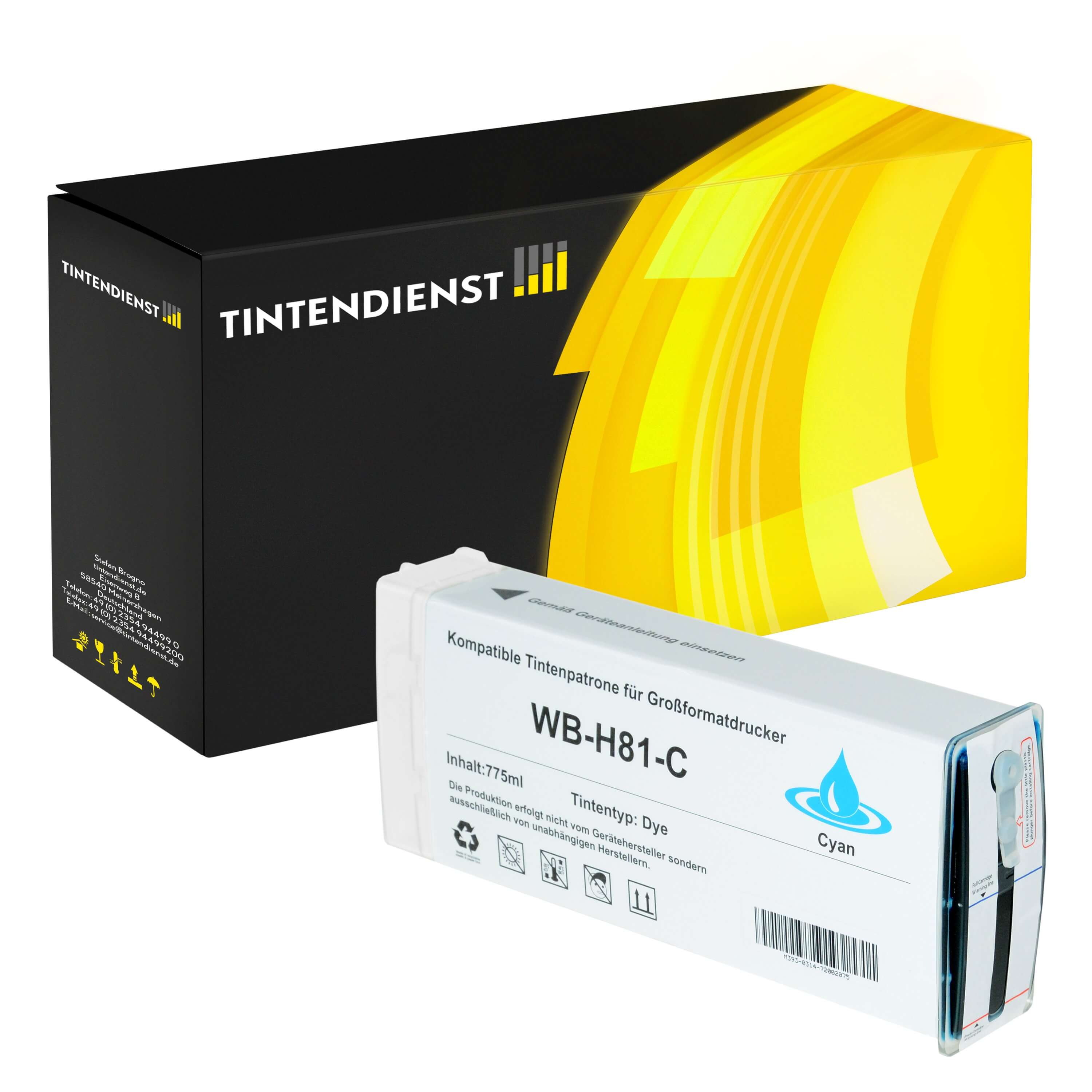 Druckerpatrone kompatibel für HP DesignJet 5000 PS 42 Inch (C4931A / 81) Cyan