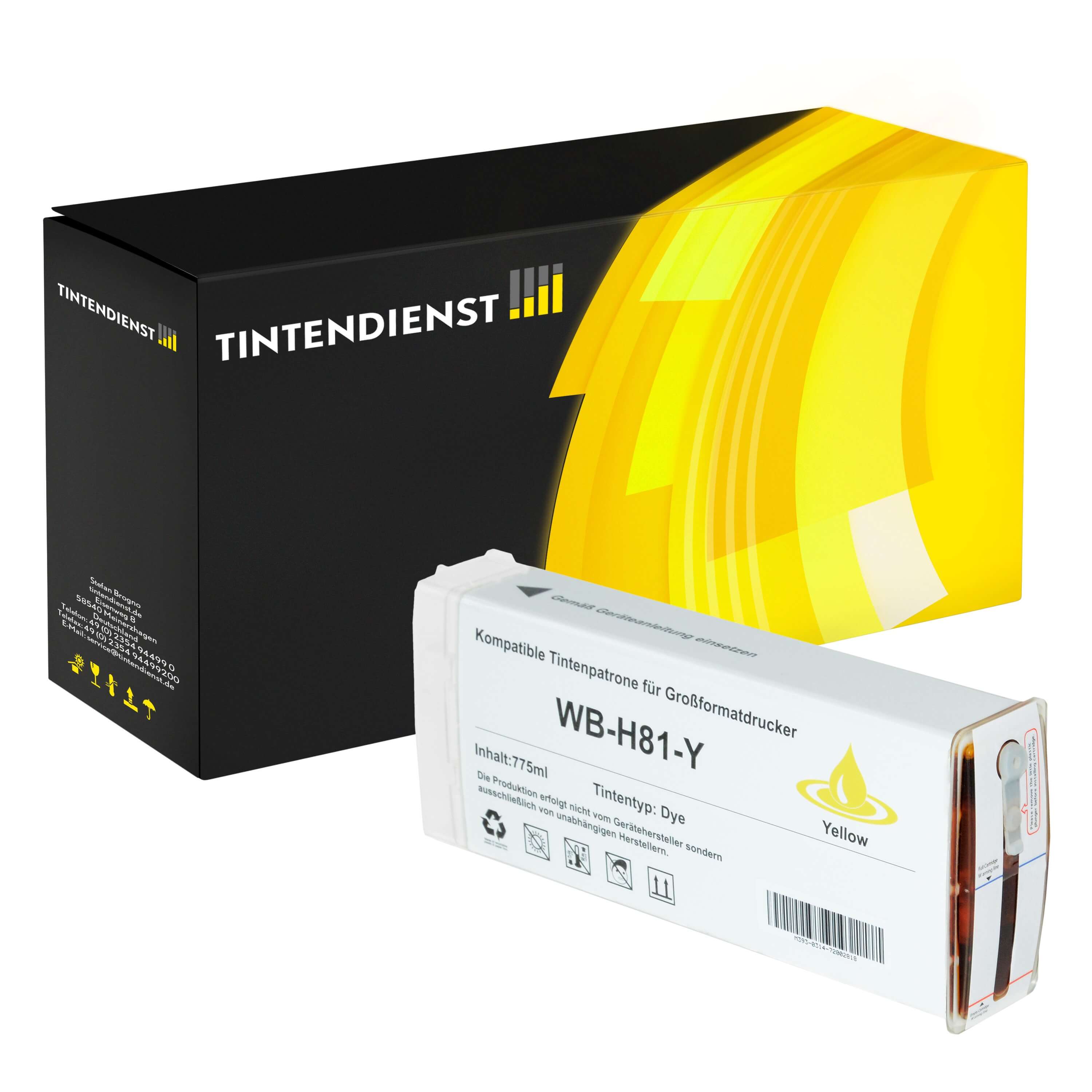 Druckerpatrone kompatibel für HP DesignJet 5000 PS (C4933A / 81) Gelb