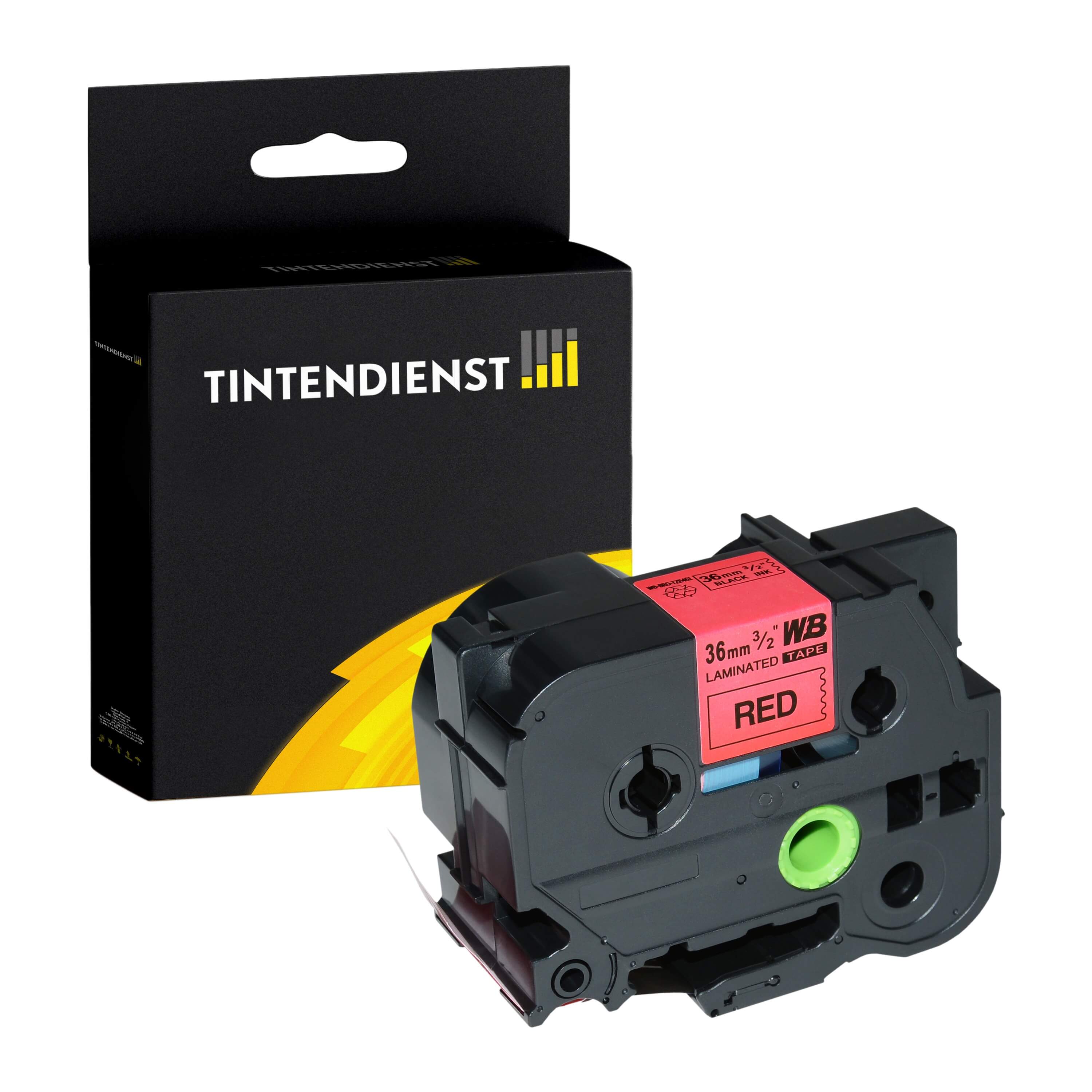 Schriftband kompatibel für Brother P-Touch 3600 (TZE-461) 36mm/8m Schwarz auf Rot