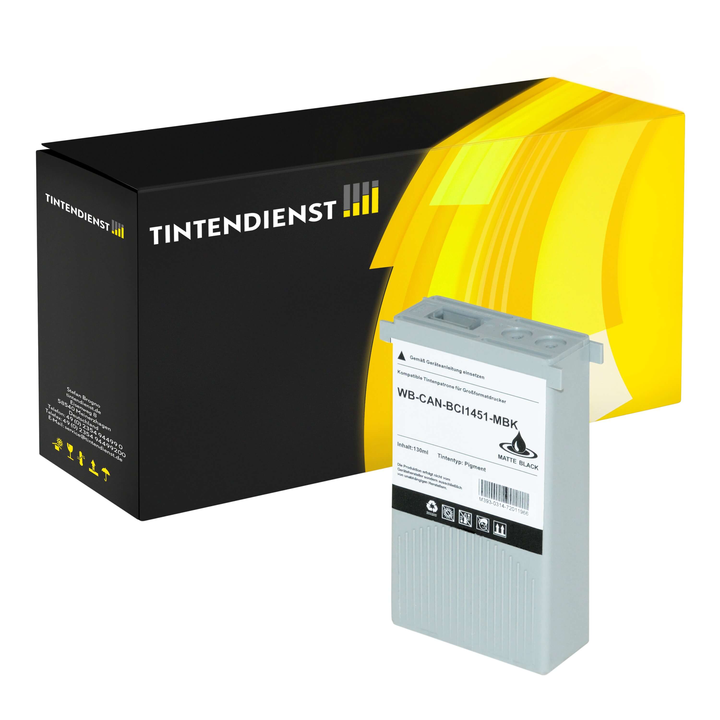 Druckerpatrone kompatibel für Canon imagePROGRAF W 6400 D (0175B001 / BCI-1451MBK) Matt Schwarz