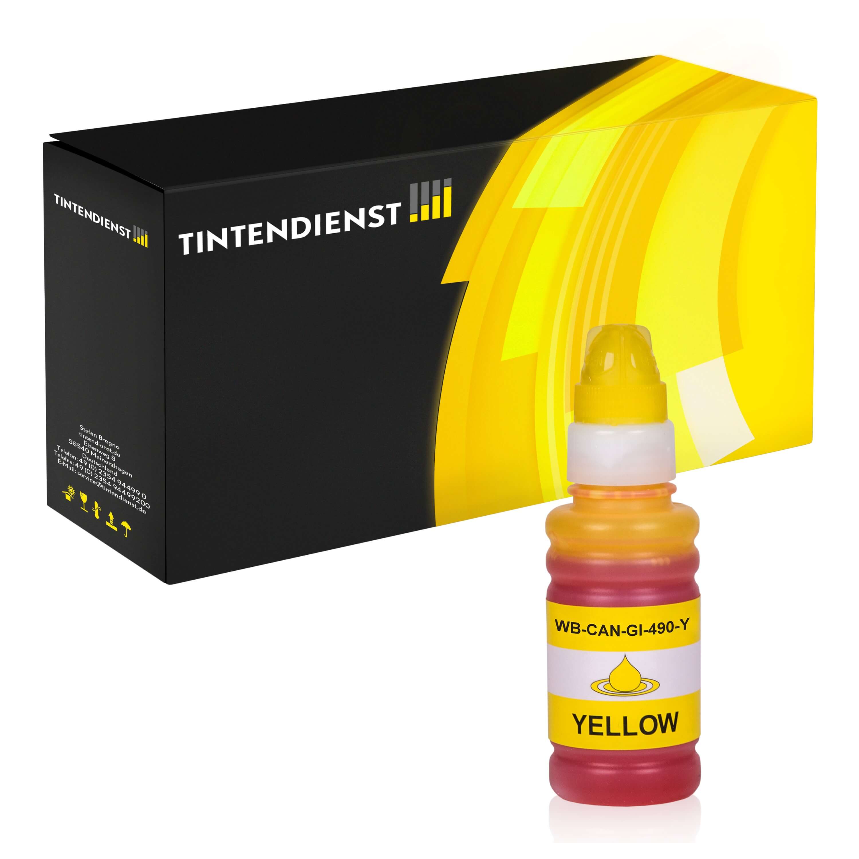 Tintentank kompatibel für Canon Pixma G 3400 (0666C001 / GI-490Y) Gelb