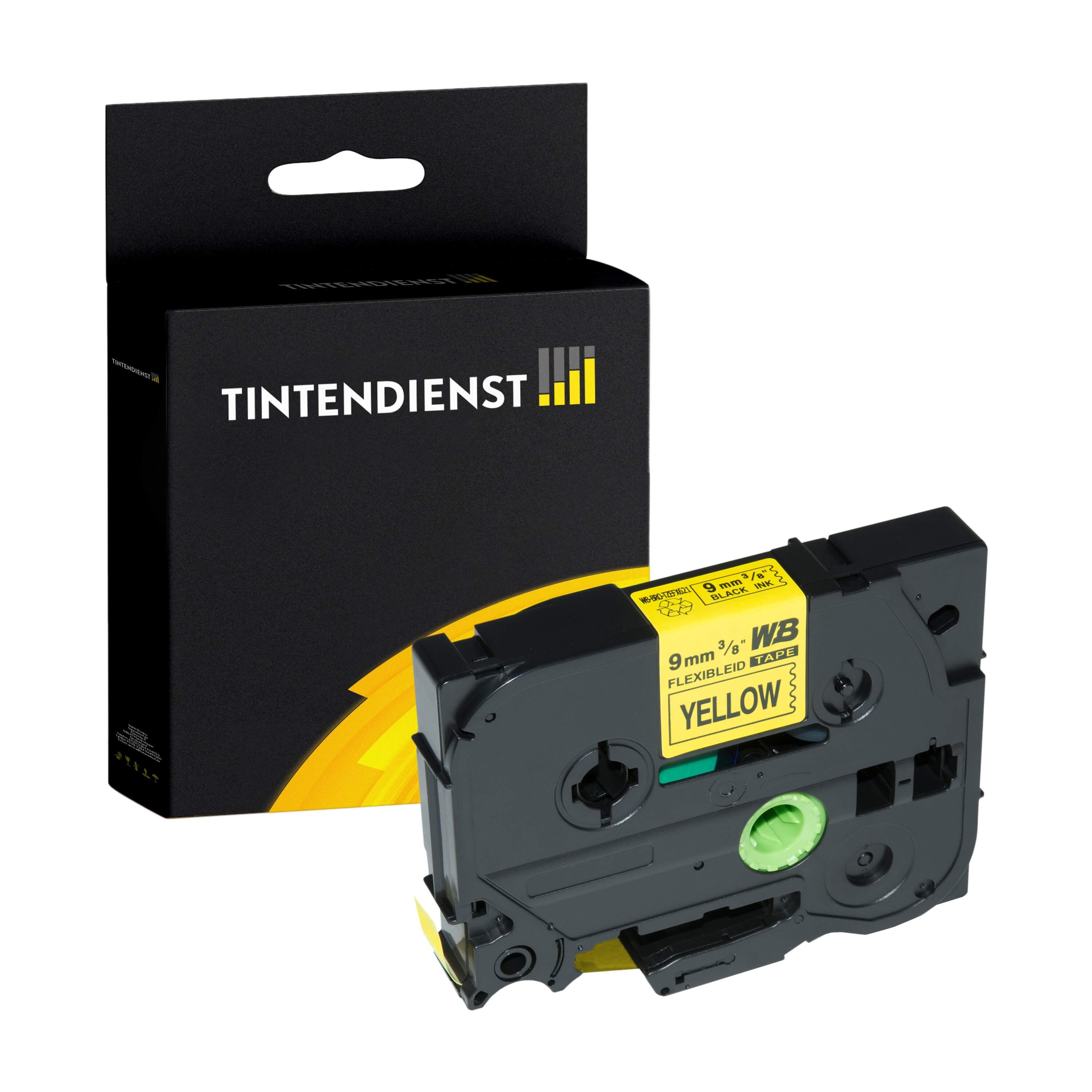 Schriftband kompatibel für Brother P-Touch H 500 Series (TZE-FX621) 9mm/8m Schwarz auf Gelb