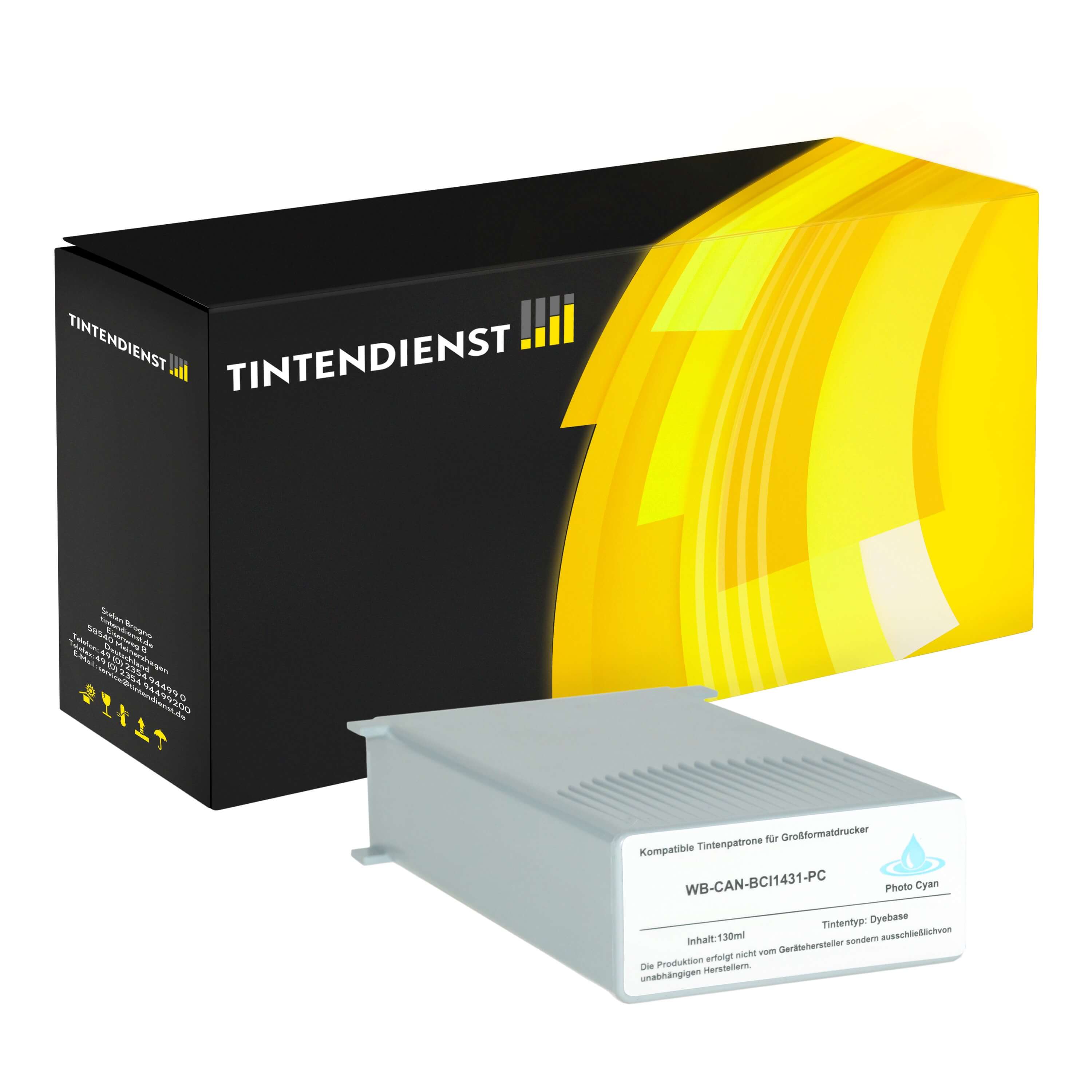 Druckerpatrone kompatibel für Canon imagePROGRAF W 6400 P (8973A001 / BCI-1431PC) Photo Cyan