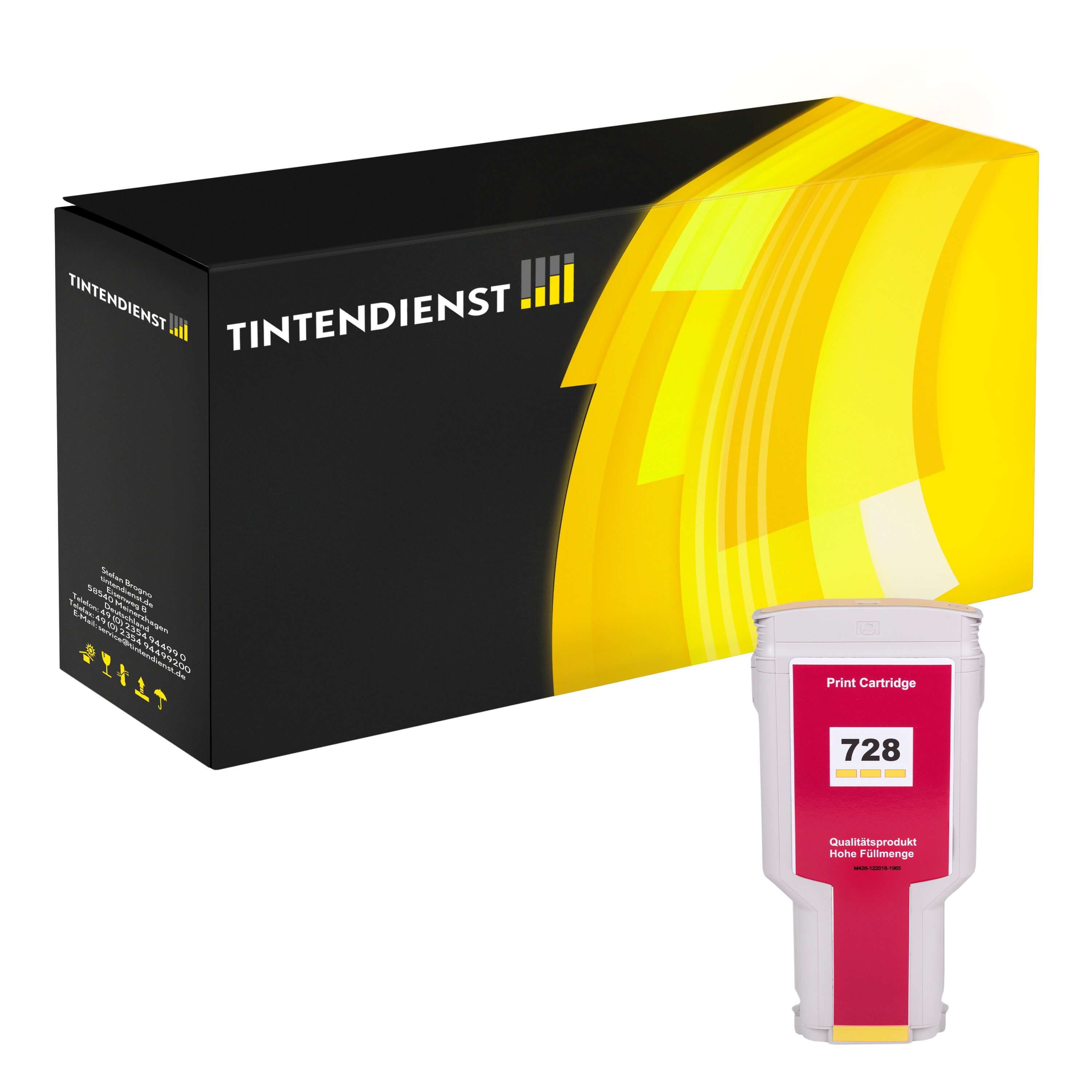 Druckerpatrone kompatibel für HP DesignJet T 730 (F9J65A / 728) Gelb