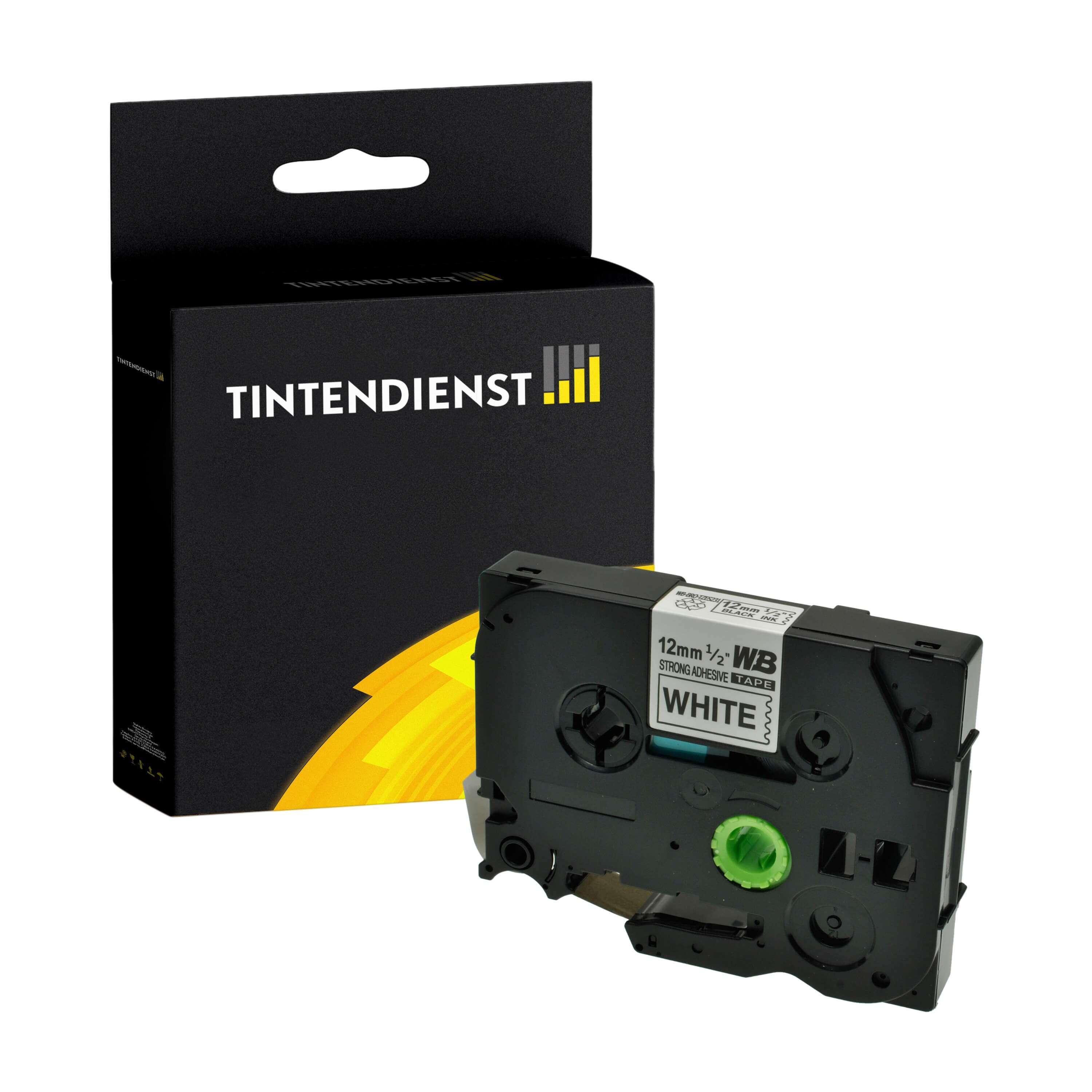 Schriftband kompatibel für Brother P-Touch 900 F (TZE-S231) 12mm/8m Schwarz auf Weiss