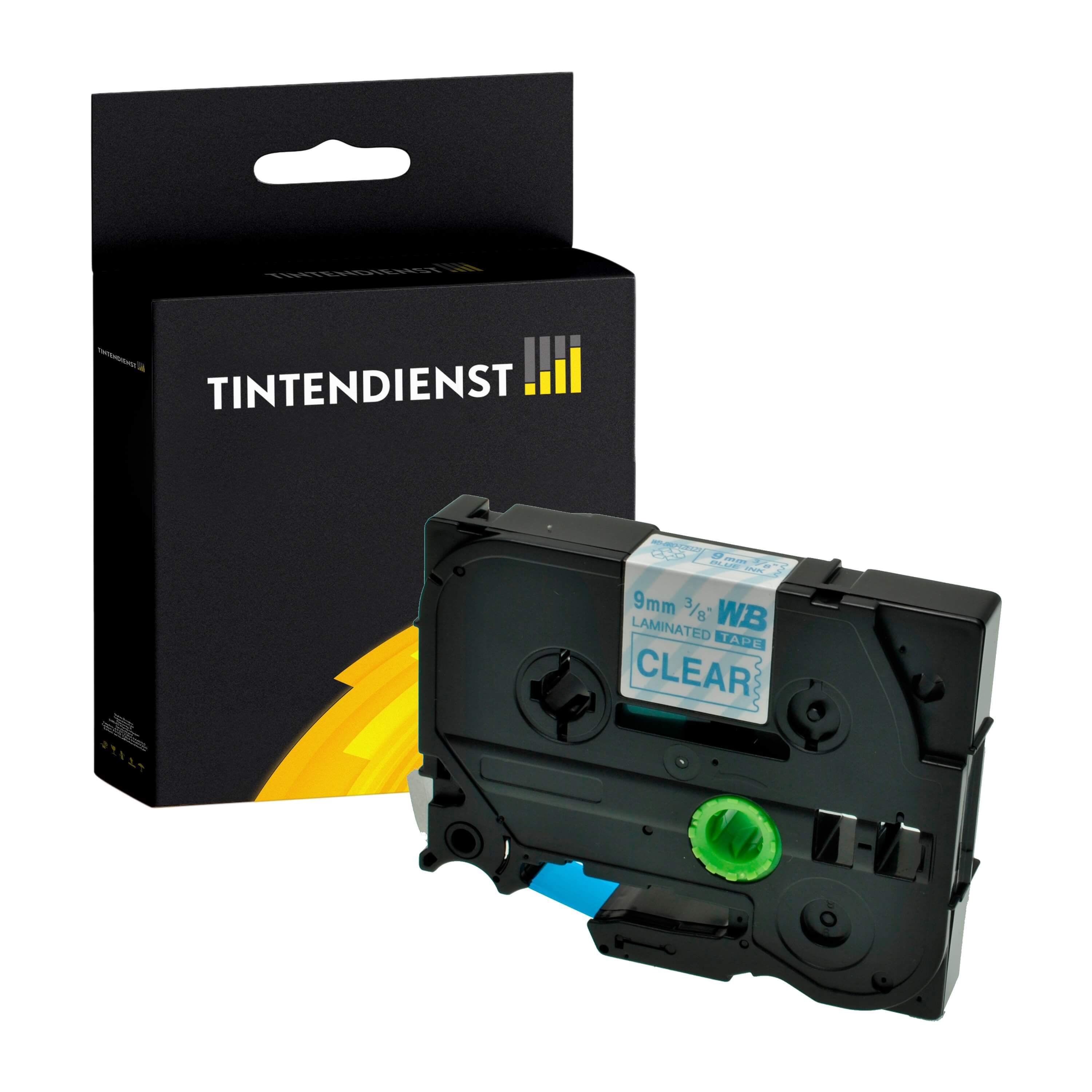 Schriftband kompatibel für Brother P-Touch Cube plus (TZE-123) 9mm/8m Blau auf Transparent