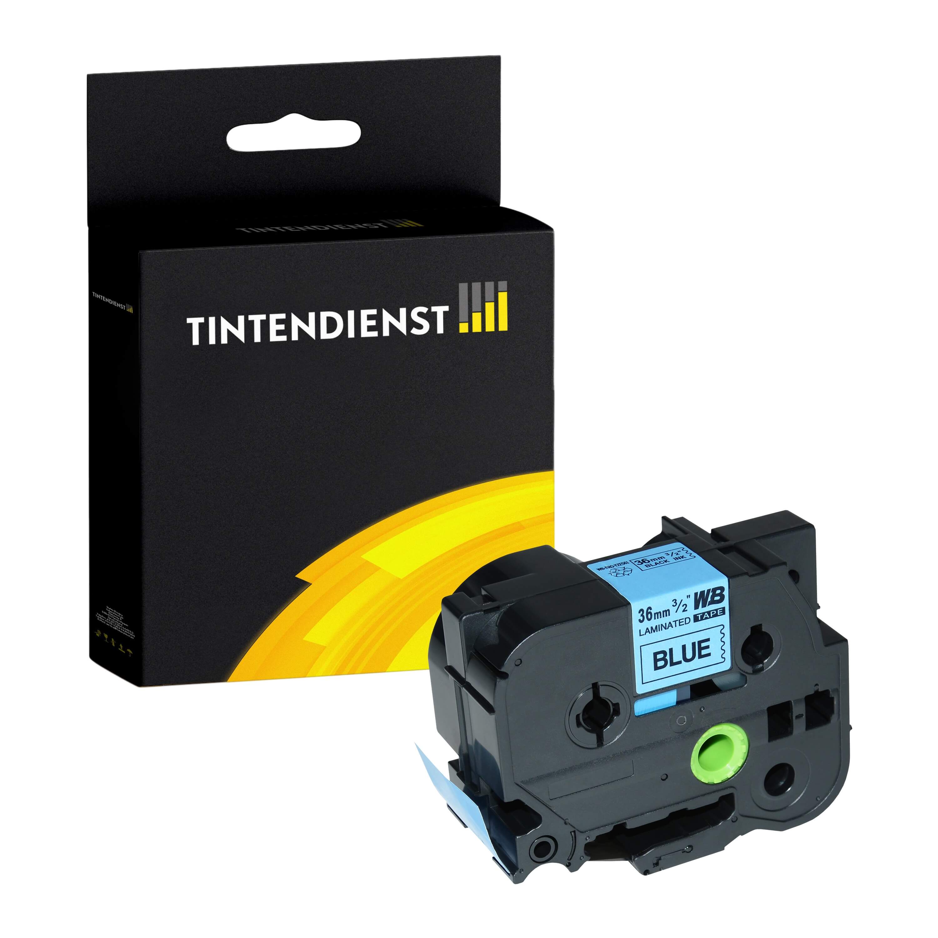 Schriftband kompatibel für Brother P-Touch 3600 (TZE-561) 36mm/8m Schwarz auf Blau