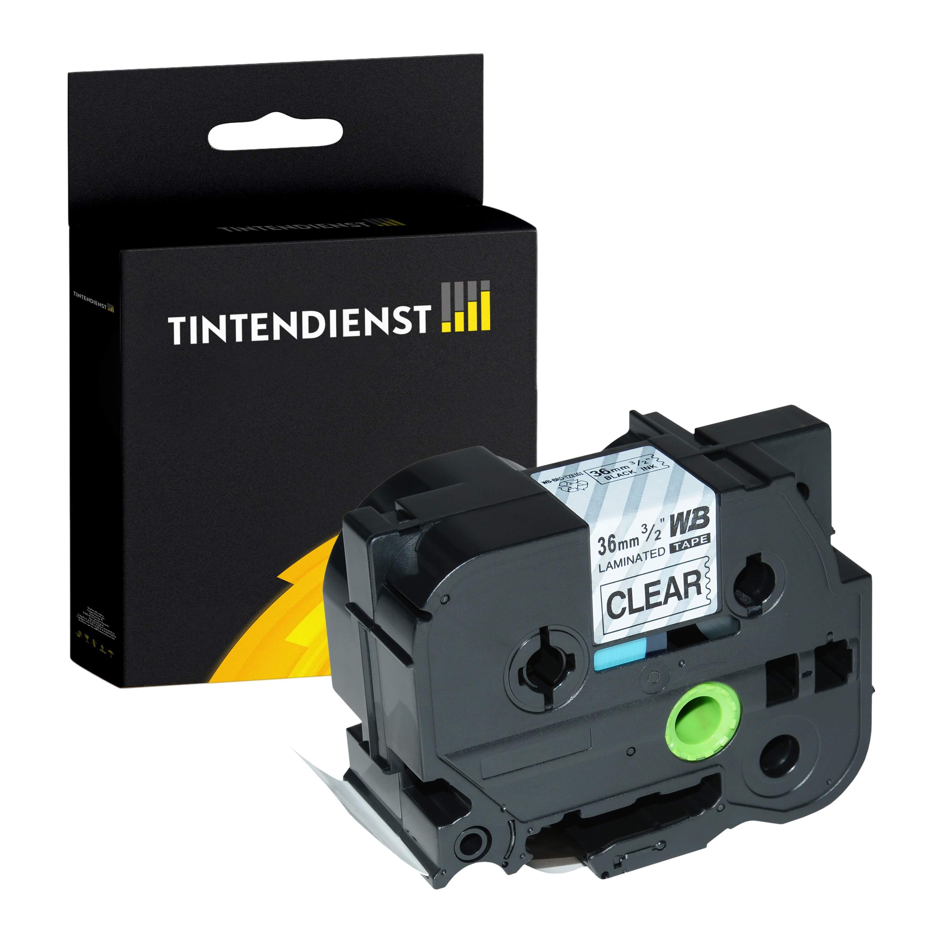 Schriftband kompatibel für Brother P-Touch RL 700 S (TZE-161) 36mm/8m Schwarz auf Transparent