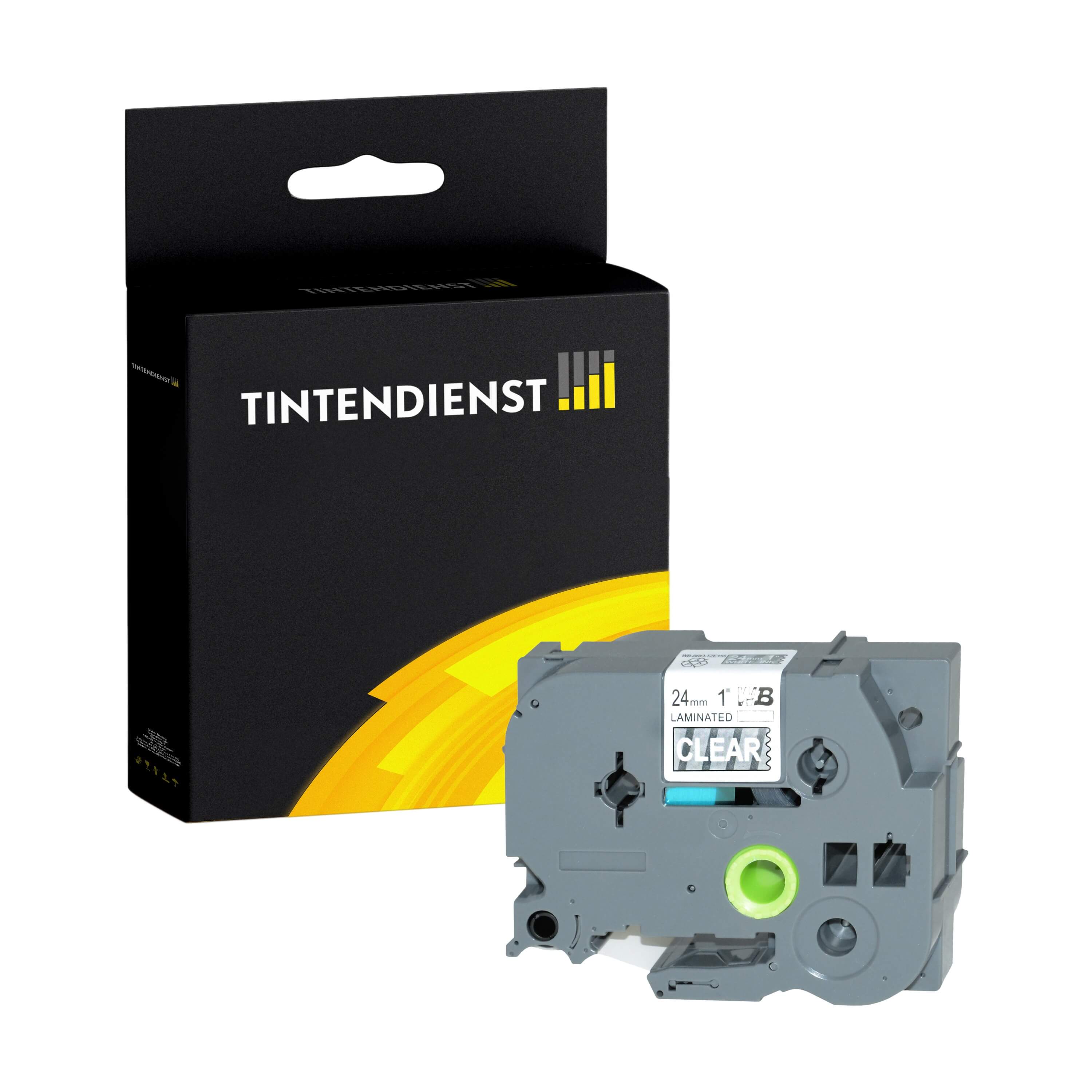 Schriftband kompatibel für Brother P-Touch 2400 E (TZE-155) 24mm/8m Weiss auf Transparent