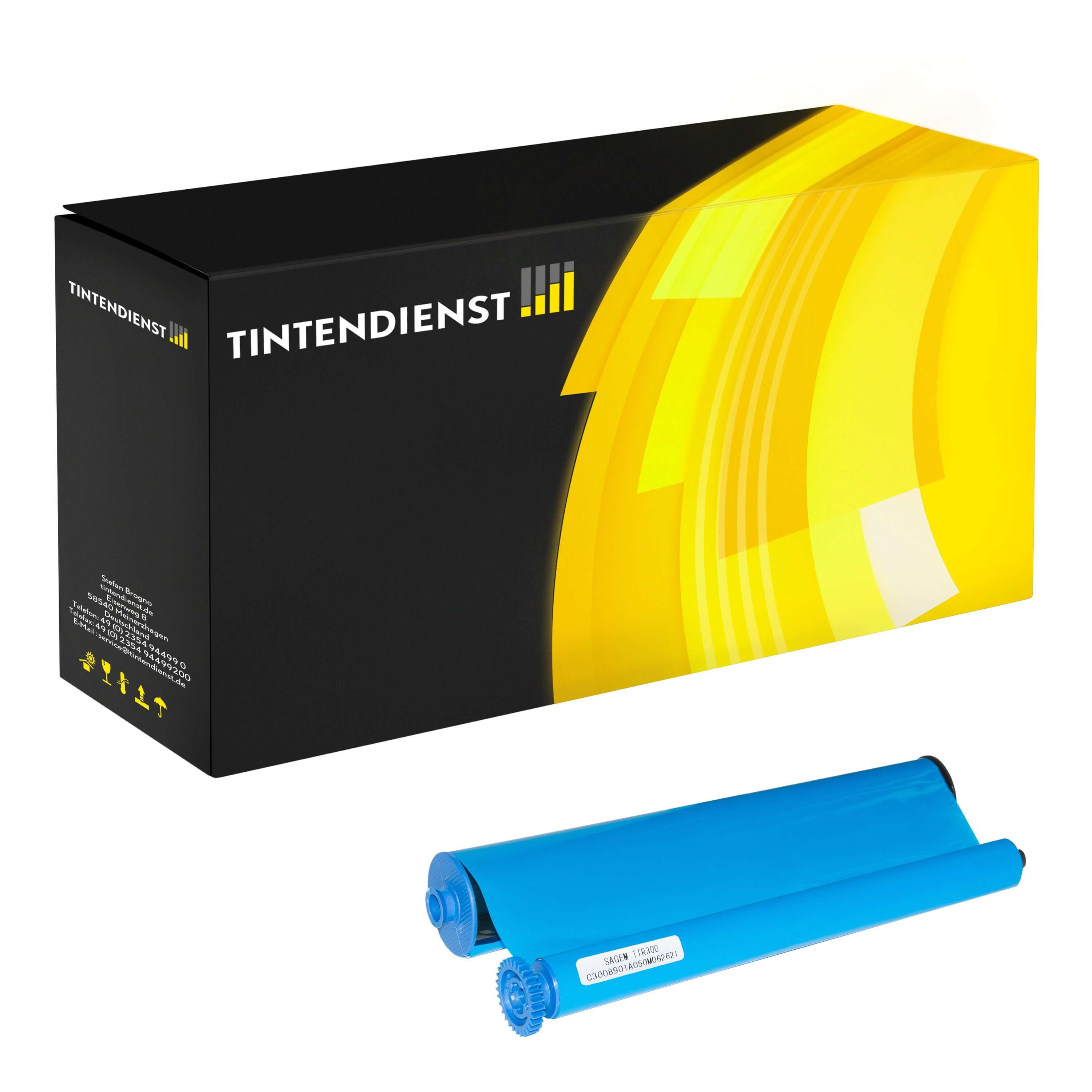Thermorolle kompatibel für Sagem Phonefax 39 TDS (906115312011 / TTR300) Schwarz