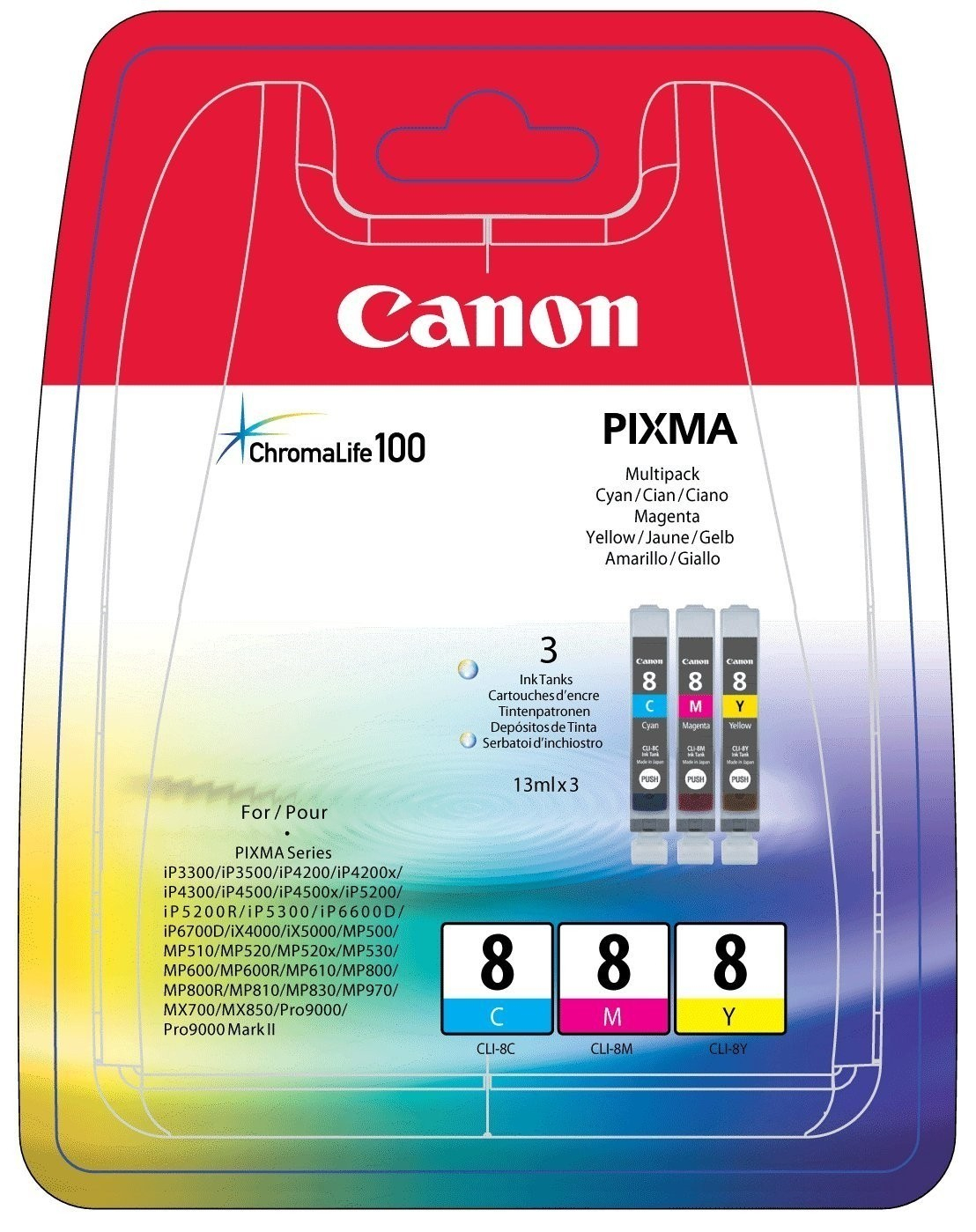 Original Druckerpatrone Canon Pixma IP 6600 D (0621B029 / CLI-8) Cyan,Magenta,Gelb