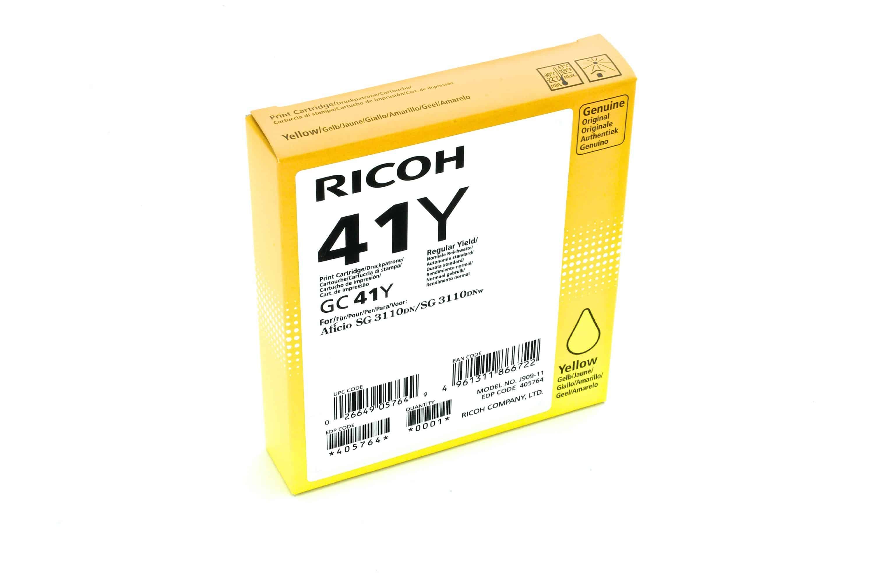 Original Druckerpatrone Ricoh Aficio SG 3110 Series (405764 / GC-41Y) Gelb