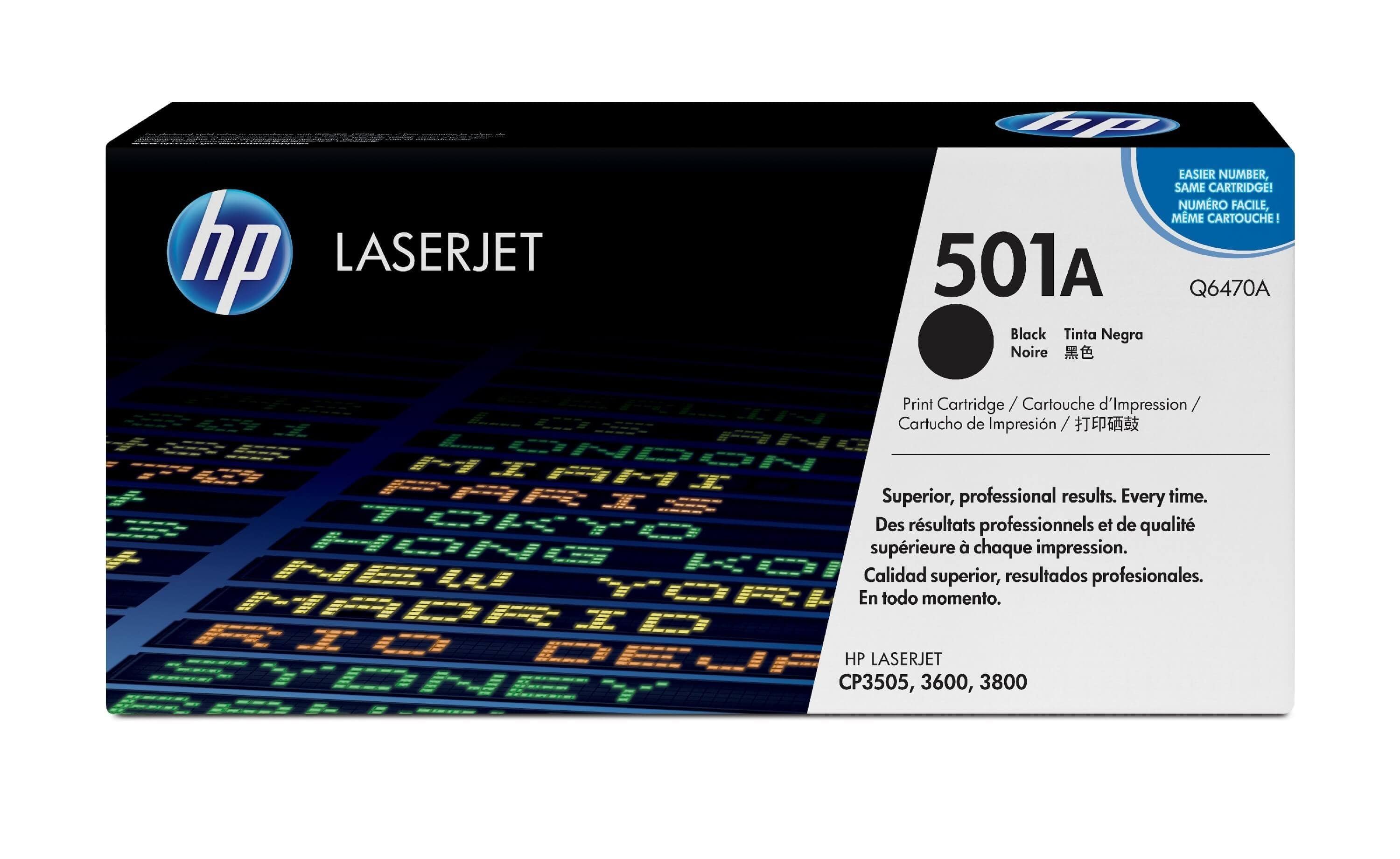 Original Toner HP Color LaserJet CP 3505 DN (Q6470A / 501A) Schwarz