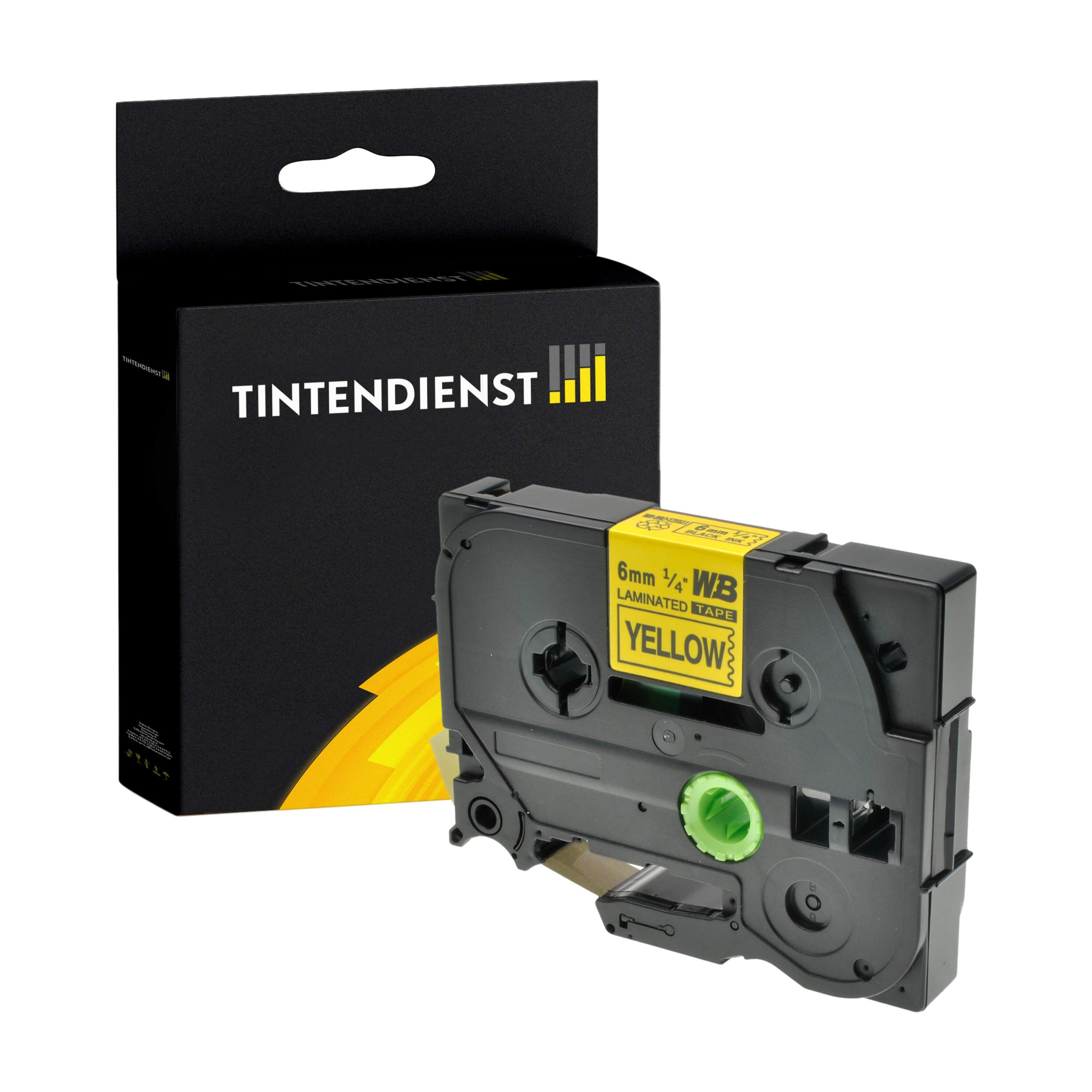 Schriftband kompatibel für Brother P-Touch H 500 Series (TZE-611) 6mm/8m Schwarz auf Gelb