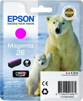 Original Druckerpatrone Epson Expression Premium XP-600 (C13T26134012 / 26) Magenta