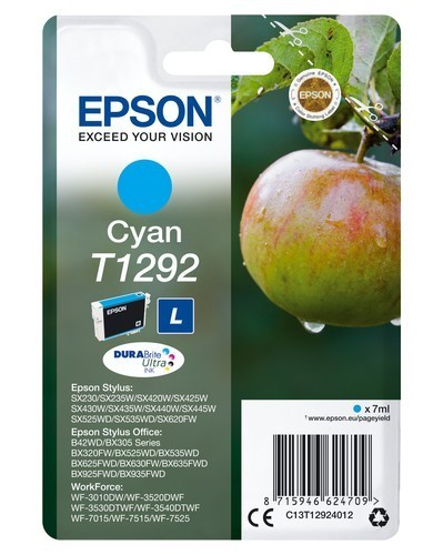 Original Druckerpatrone Epson Stylus Office BX 535 WD (C13T12924010 / T1292) Cyan