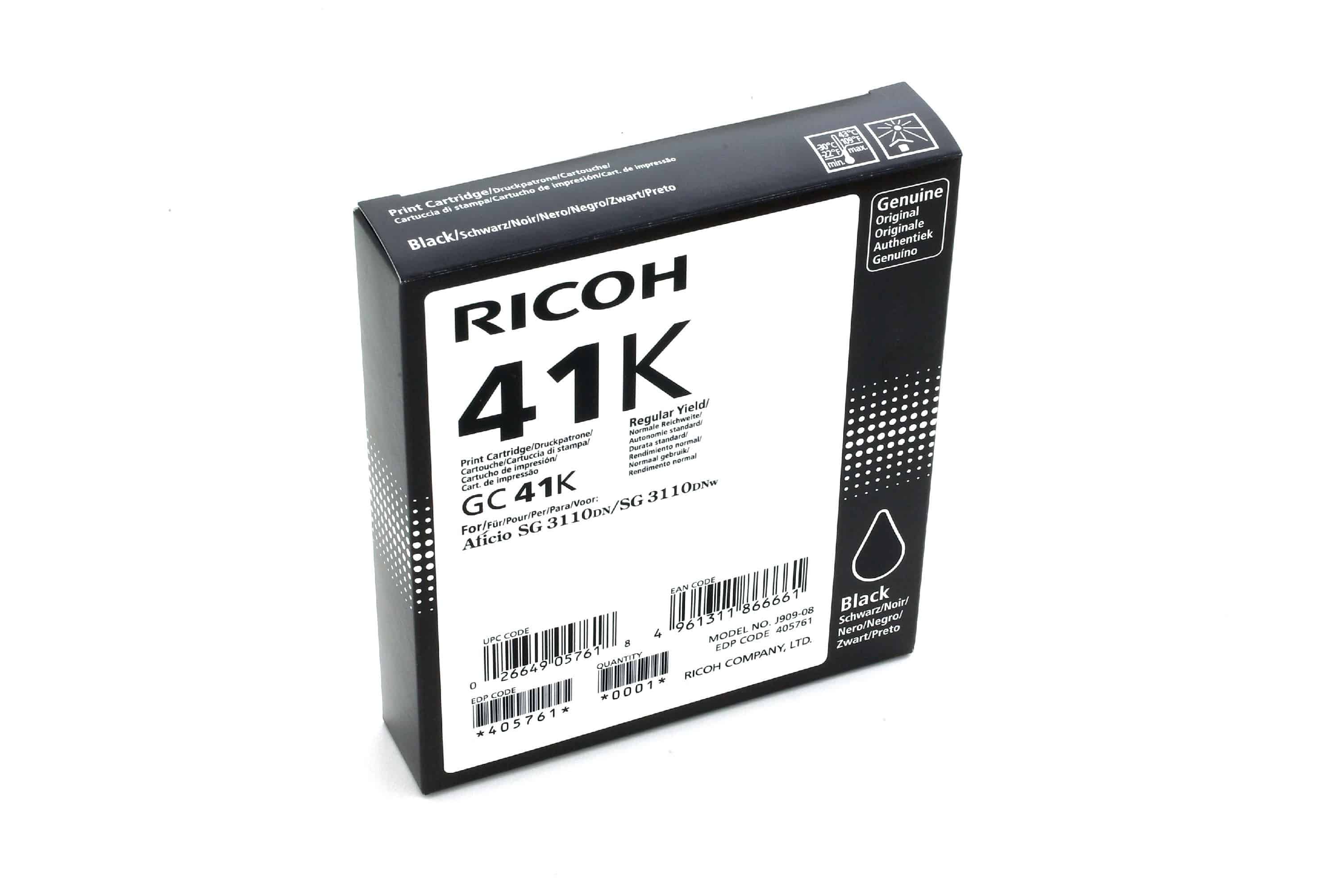 Original Druckerpatrone Ricoh GC-41K / 405761 Schwarz
