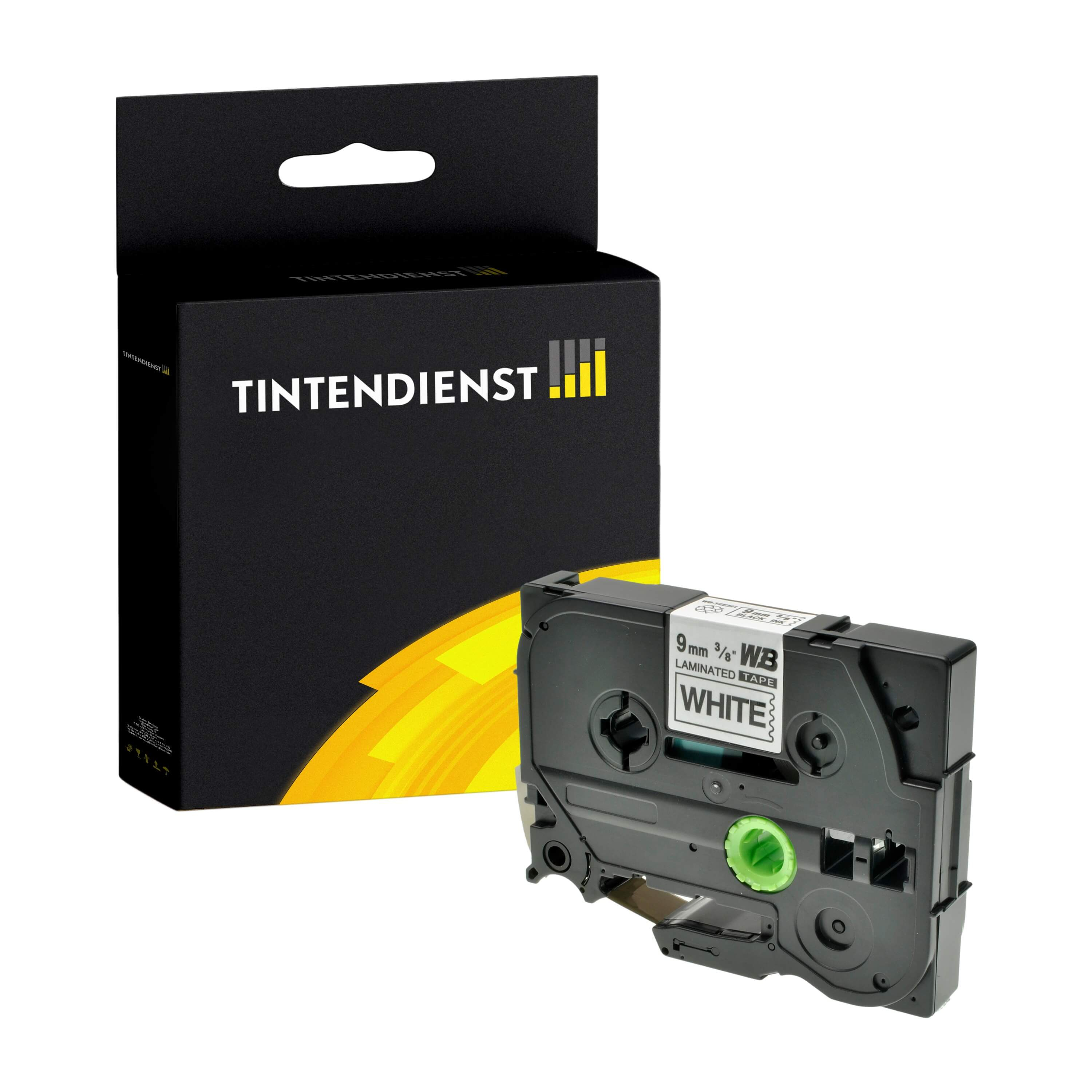 Schriftband kompatibel für Brother P-Touch H 107 B (TZE-221) 9mm/8m Schwarz auf Weiss
