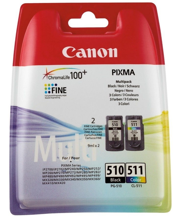 Original Druckerpatrone Canon Pixma MX 420 (2970B010 / PG-510 CL-511) Schwarz,Color (Cyan,Magenta,Gelb)