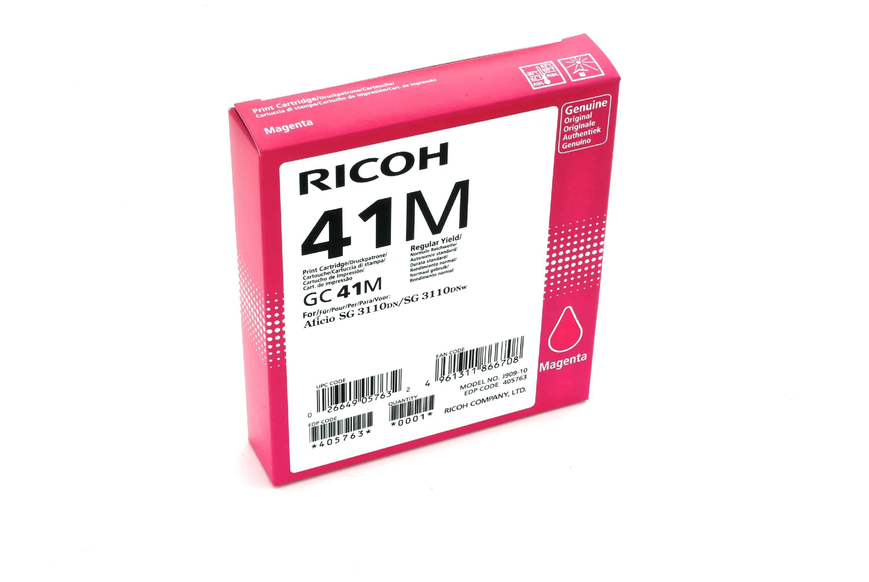 Original Druckerpatrone Ricoh Aficio SG 3110 Series (405763 / GC-41M) Magenta