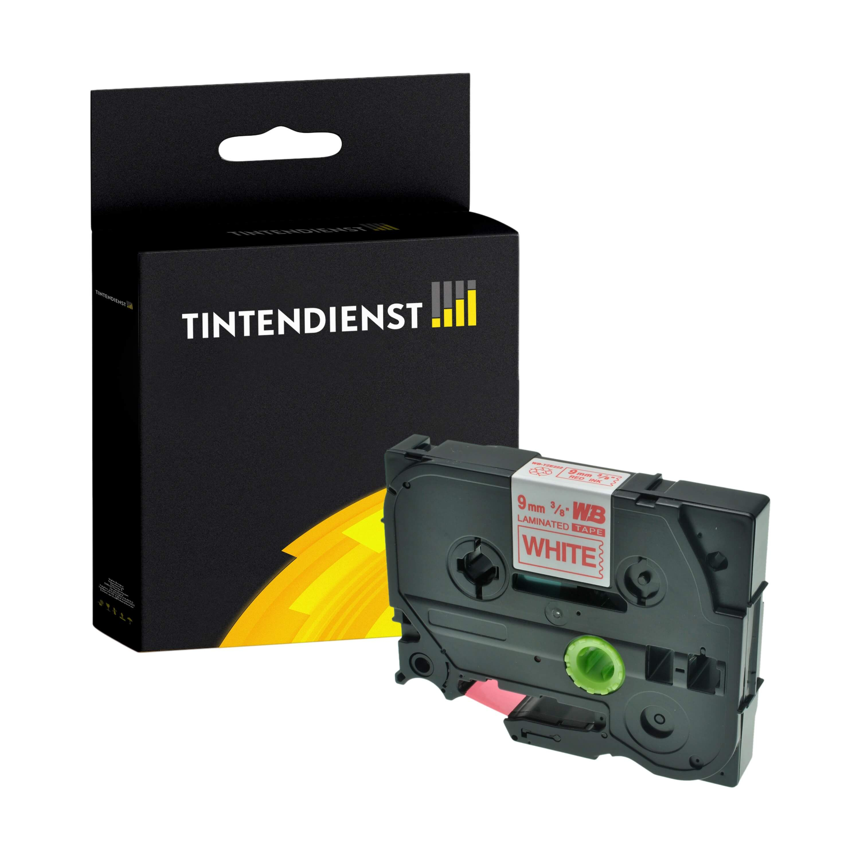 Schriftband kompatibel für Brother P-Touch H 107 B (TZE-222) 9mm/8m Rot auf Weiss