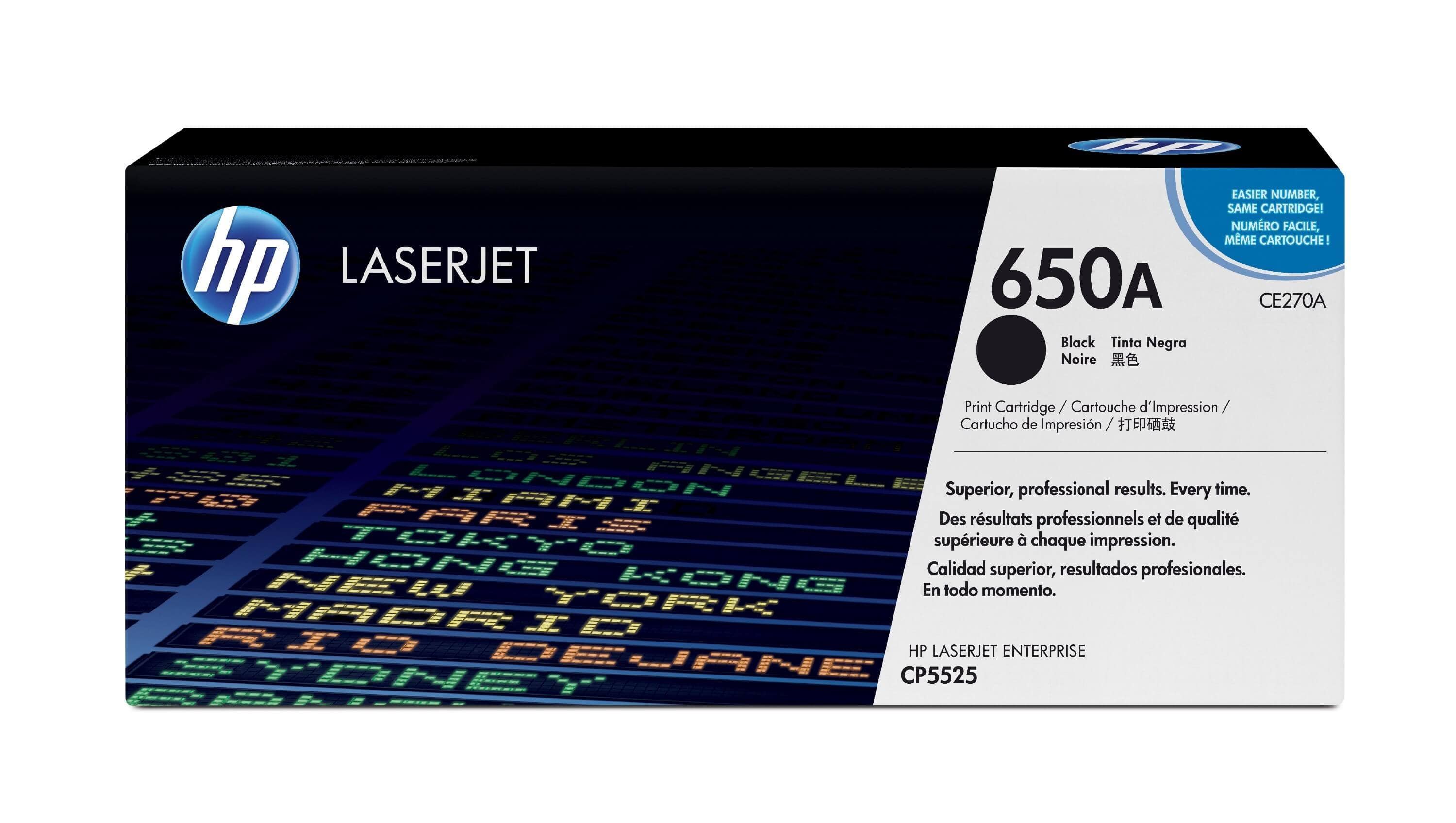 Original Toner HP Color LaserJet Enterprise CP 5525 DN (CE270A / 650A) Schwarz