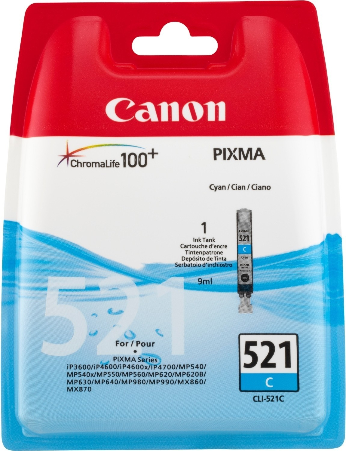 Original Druckerpatrone Canon Pixma IP 4600 X (2934B001 / CLI-521C) Cyan