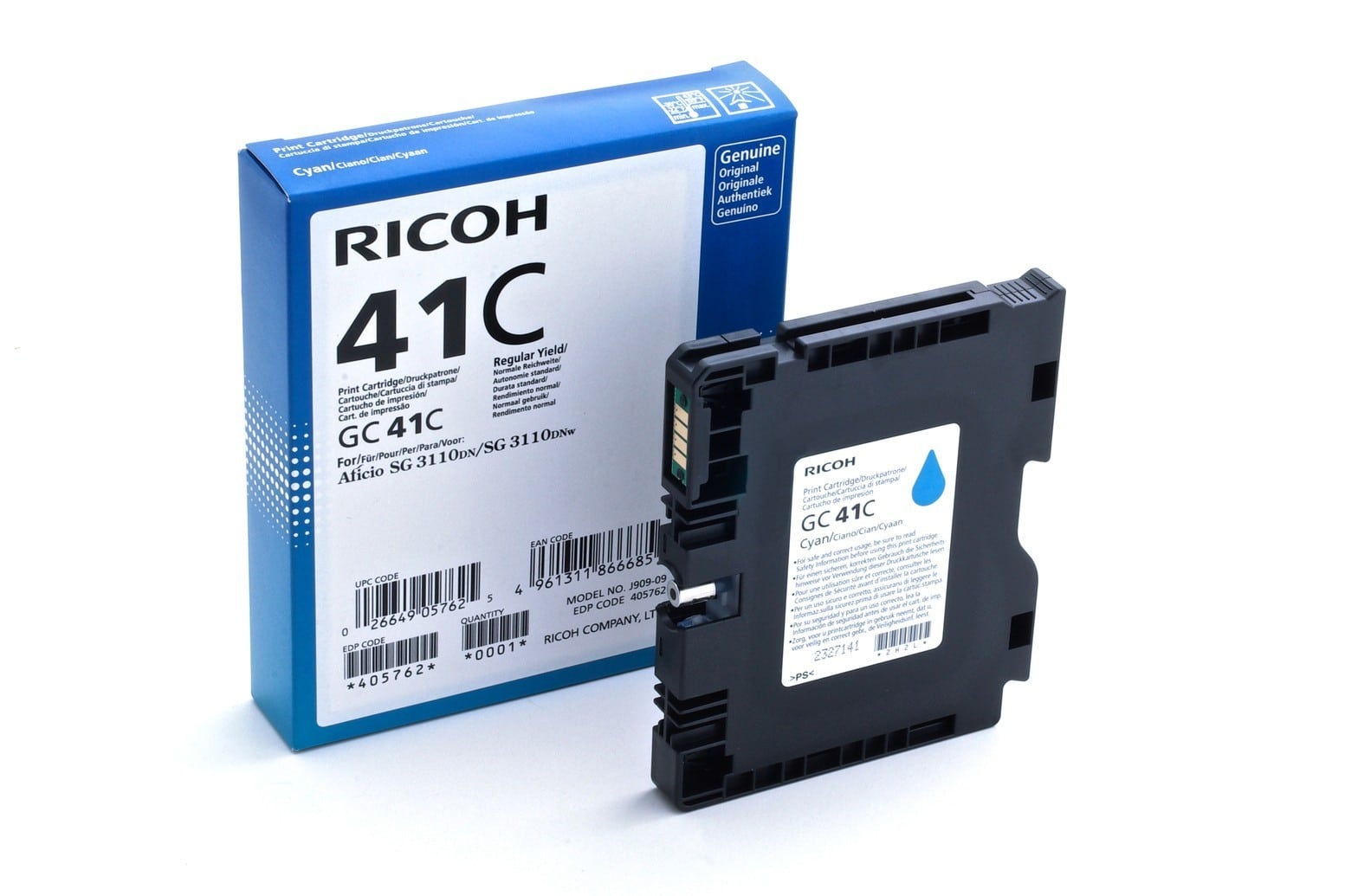 Original Druckerpatrone Ricoh Aficio SG 3110 Series (405762 / GC-41C) Cyan