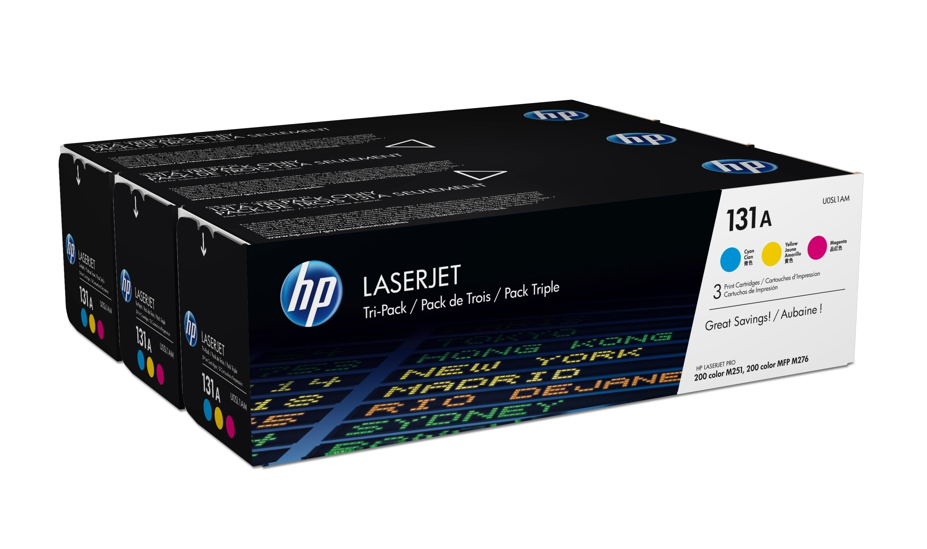 Original Toner HP LaserJet Pro 200 color M 251 nw (U0SL1AM / 131A) Cyan,Magenta,Gelb