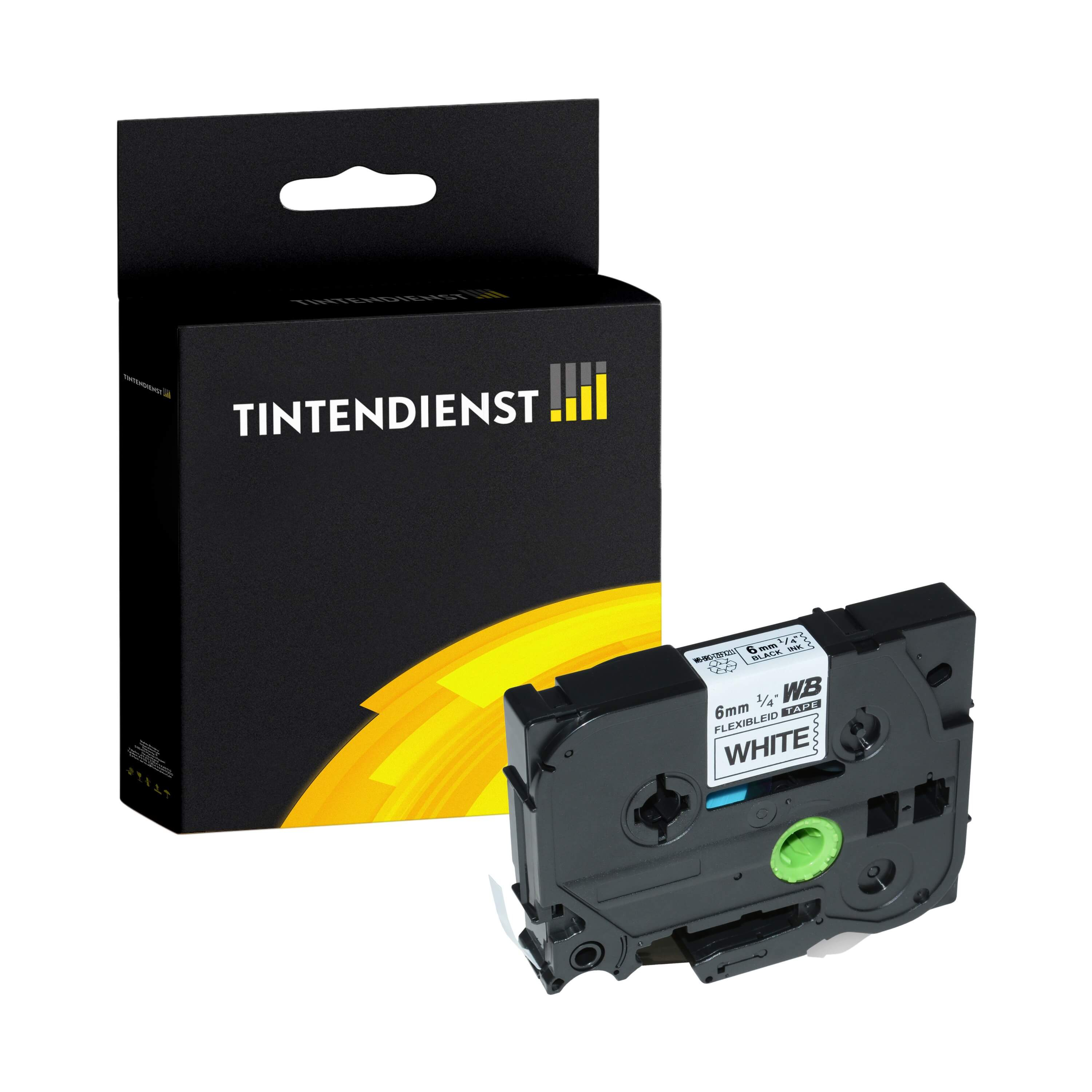 Schriftband kompatibel für Brother P-Touch 340 C (TZE-FX211) 6mm/8m Schwarz auf Weiss