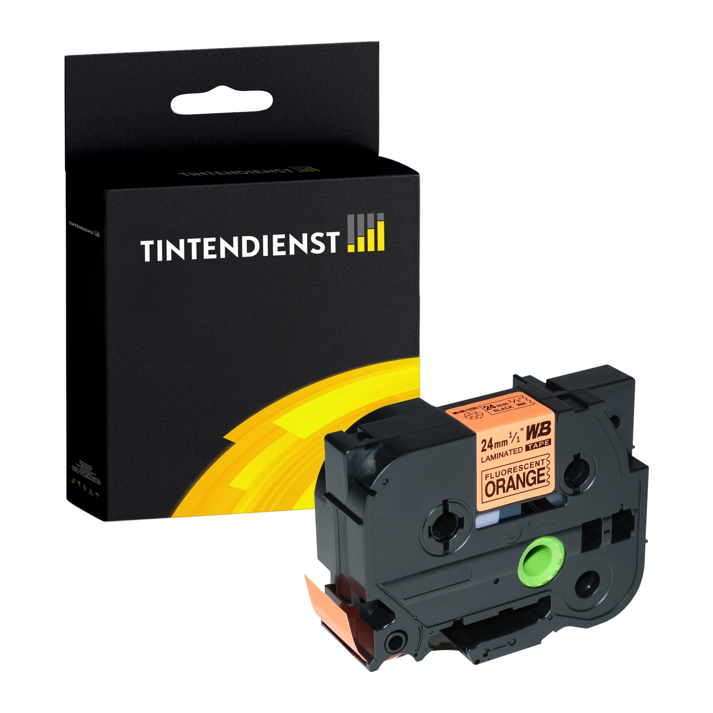 Schriftband kompatibel für Brother P-Touch P 750 W Plus 4 tapes (TZE-B51) 24mm/8m Schwarz auf Orange