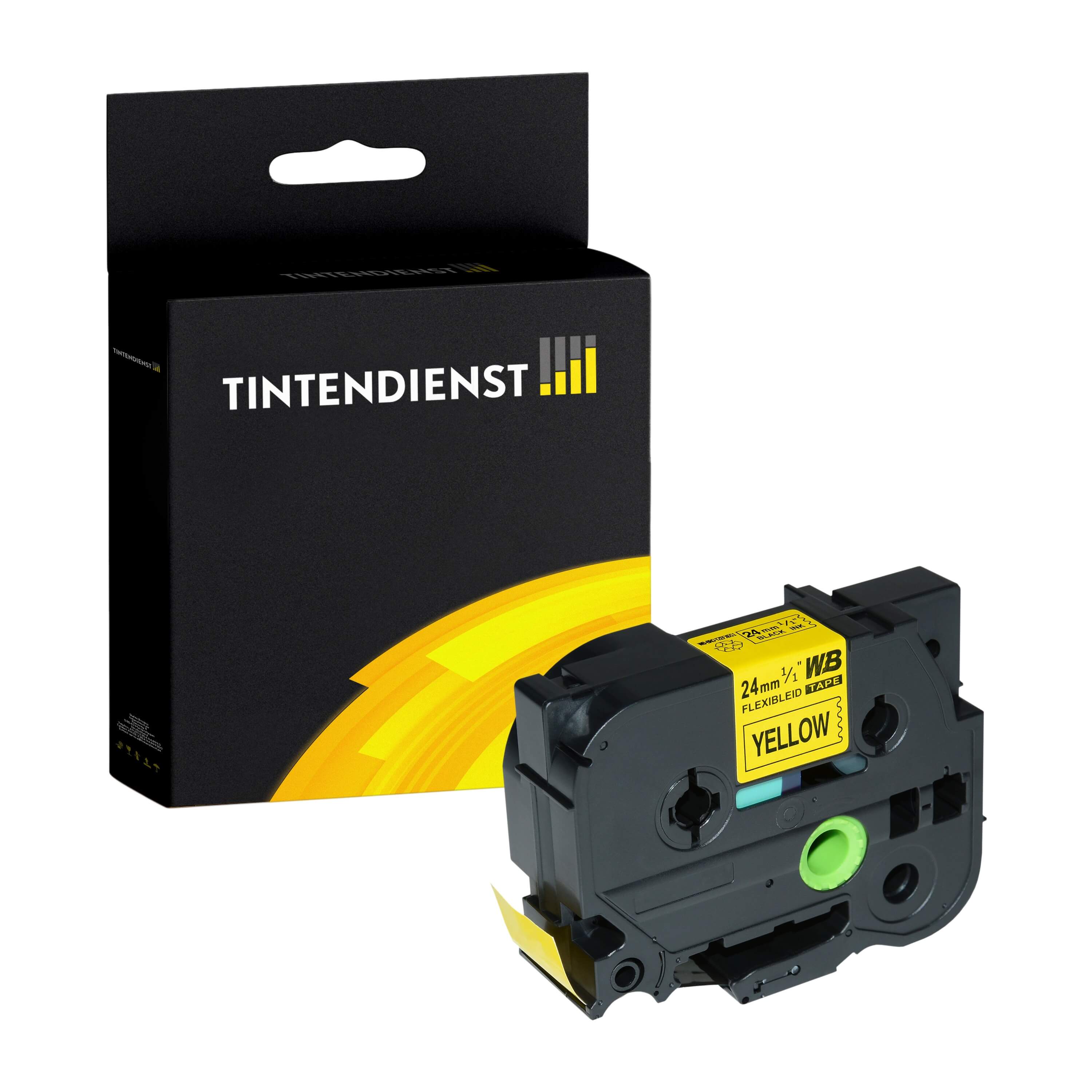 Schriftband kompatibel für Brother P-Touch 2400 E (TZE-FX651) 24mm/8m Schwarz auf Gelb