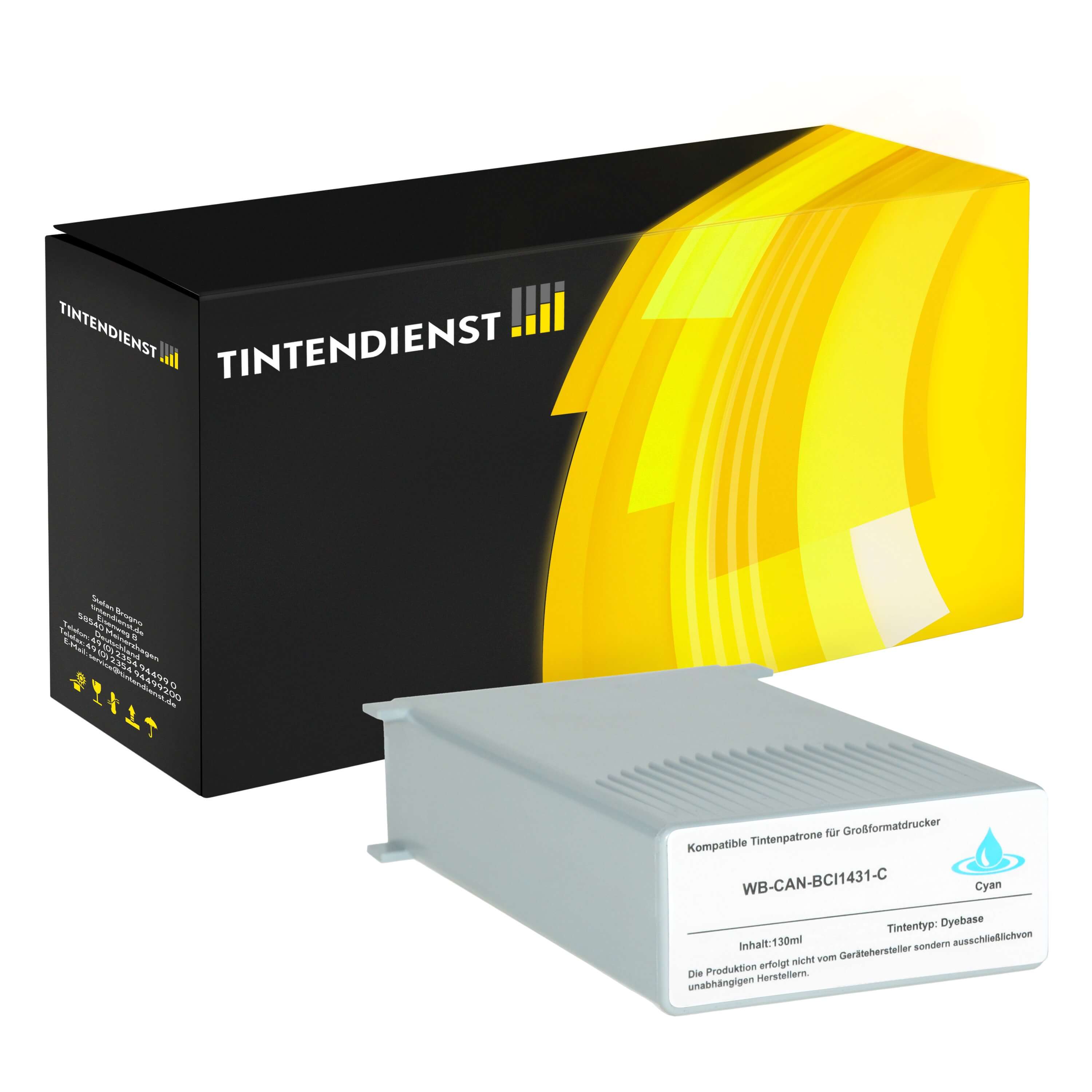 Druckerpatrone kompatibel für Canon imagePROGRAF W 6400 P (8970A001 / BCI-1431C) Cyan