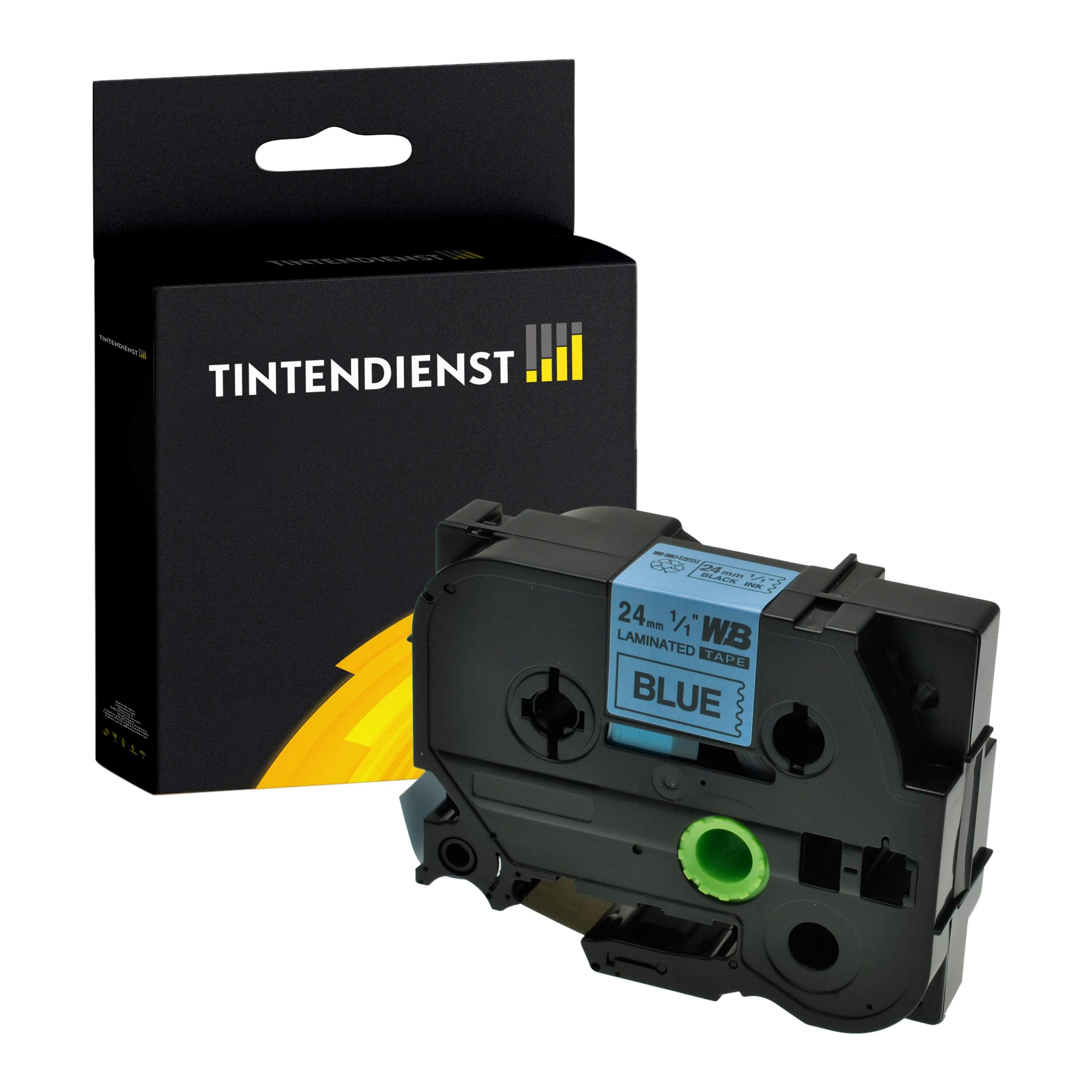 Schriftband kompatibel für Brother P-Touch D 600 VP (TZE-551) 24mm/8m Schwarz auf Blau
