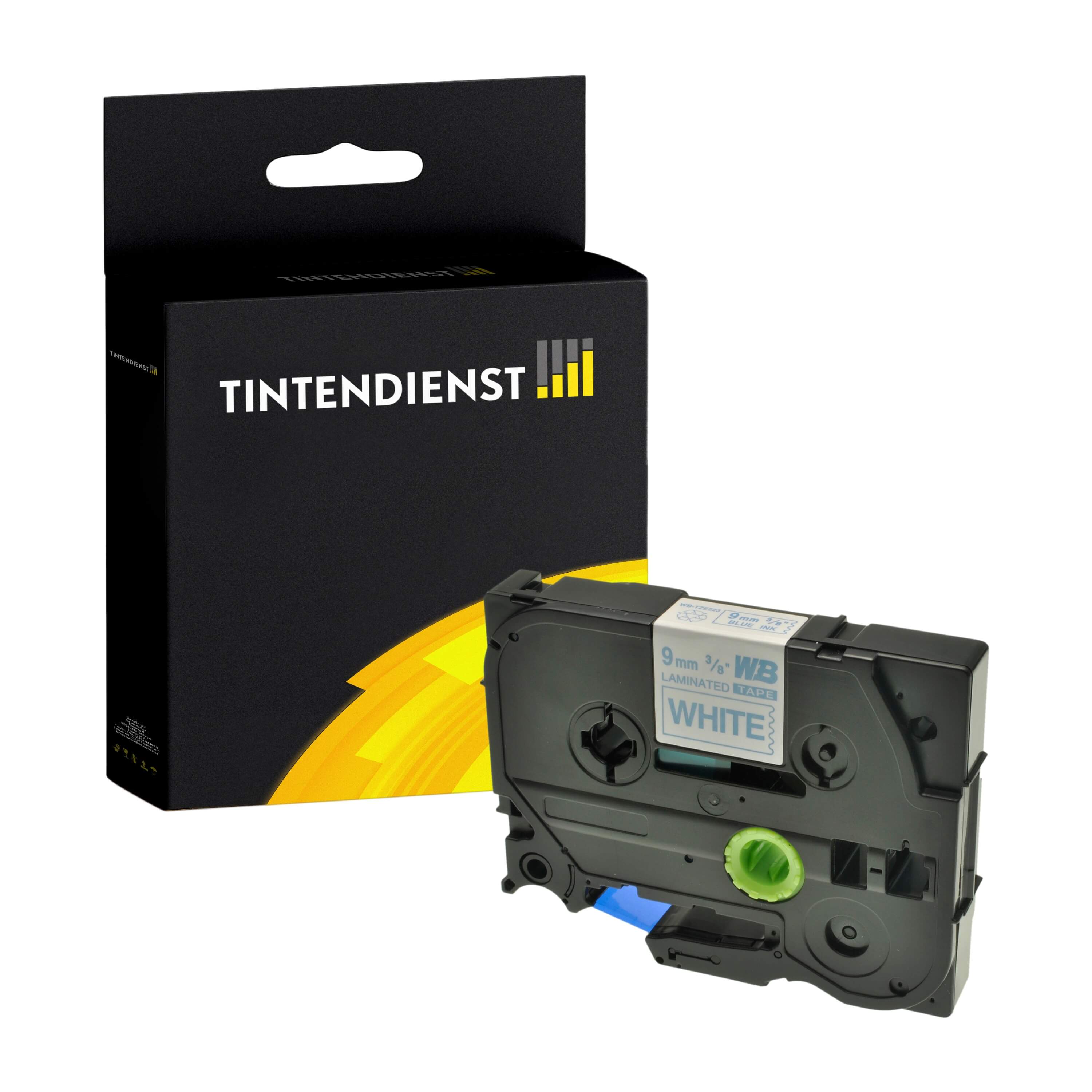 Schriftband kompatibel für Brother P-Touch 1000 (TZE-223) 9mm/8m Blau auf Weiss