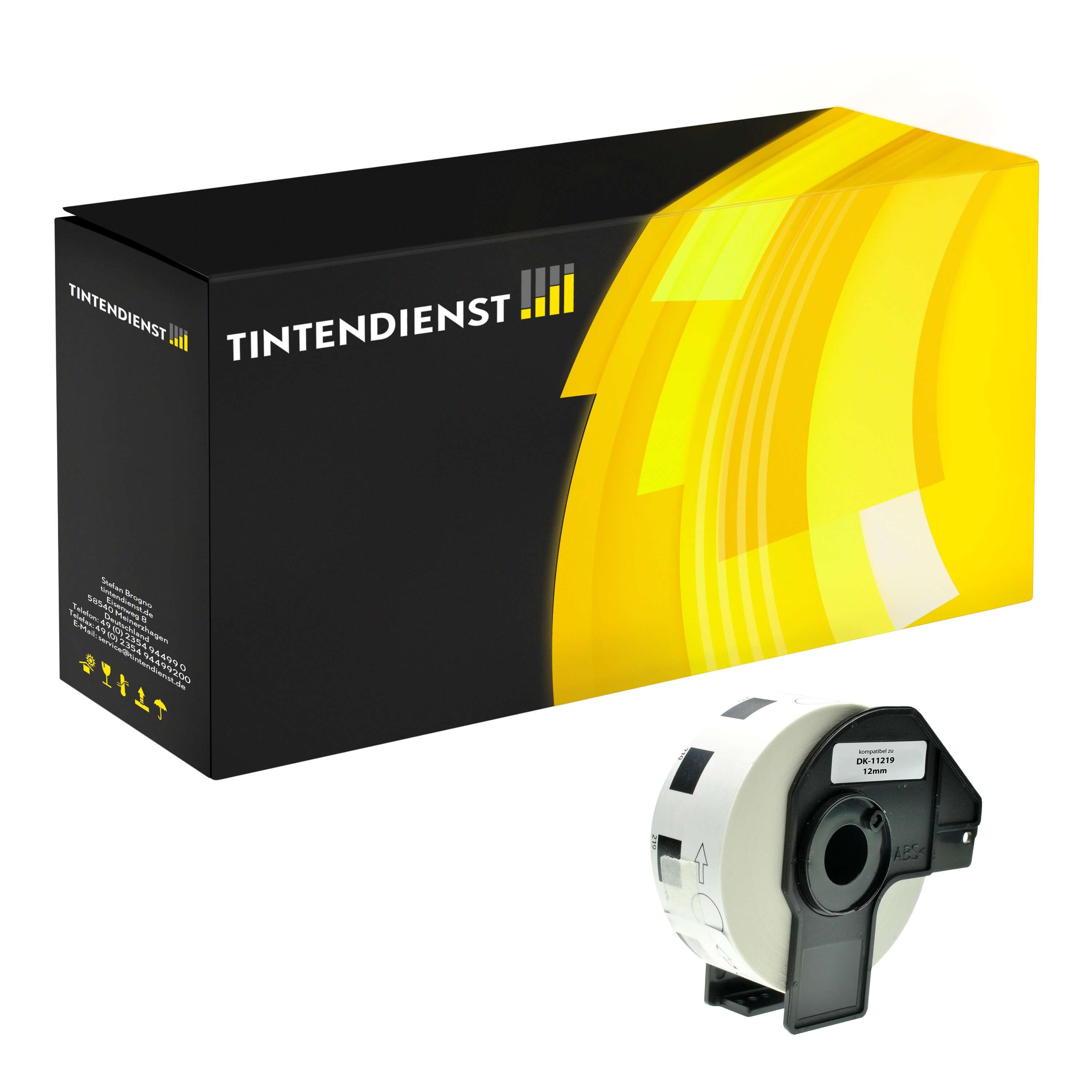 Runde Etiketten kompatibel für Brother P-Touch QL 580 N (DK-11219) Weiss 12mm/12mm (1200 Stück)