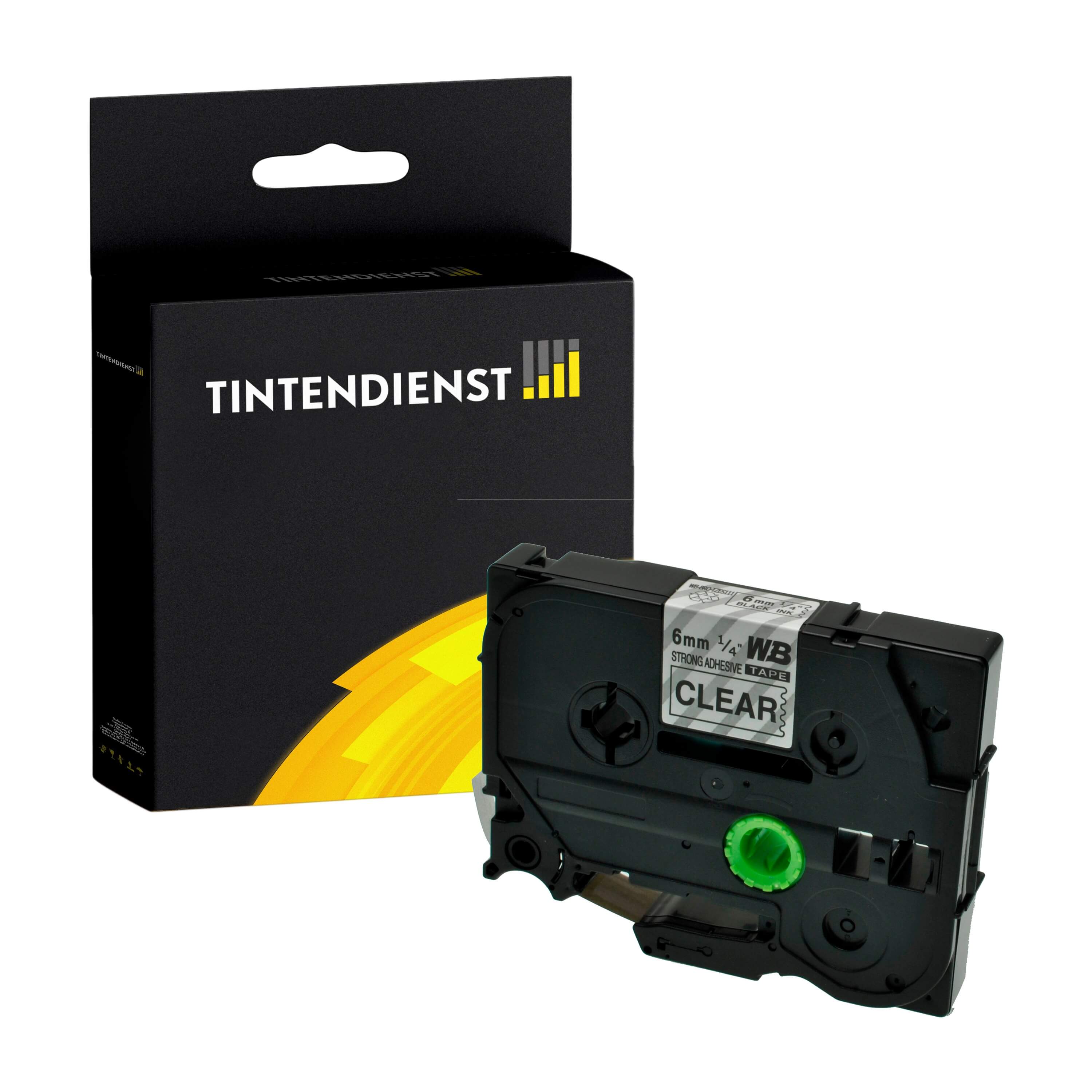 Schriftband kompatibel für Brother TZE-S111 6mm/8m Schwarz auf Transparent