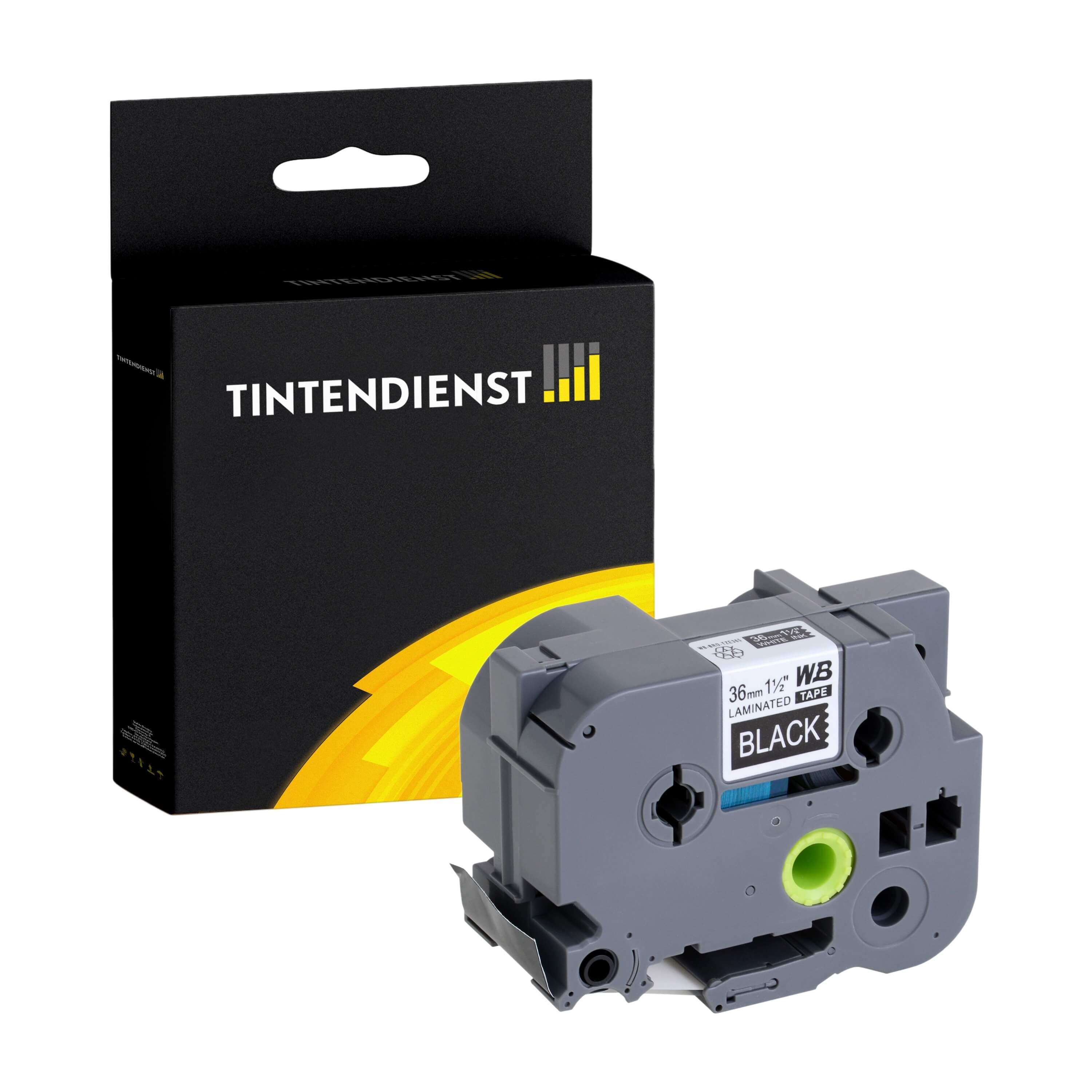 Schriftband kompatibel für Brother P-Touch 3600 (TZE-365) 36mm/8m Weiss auf Schwarz