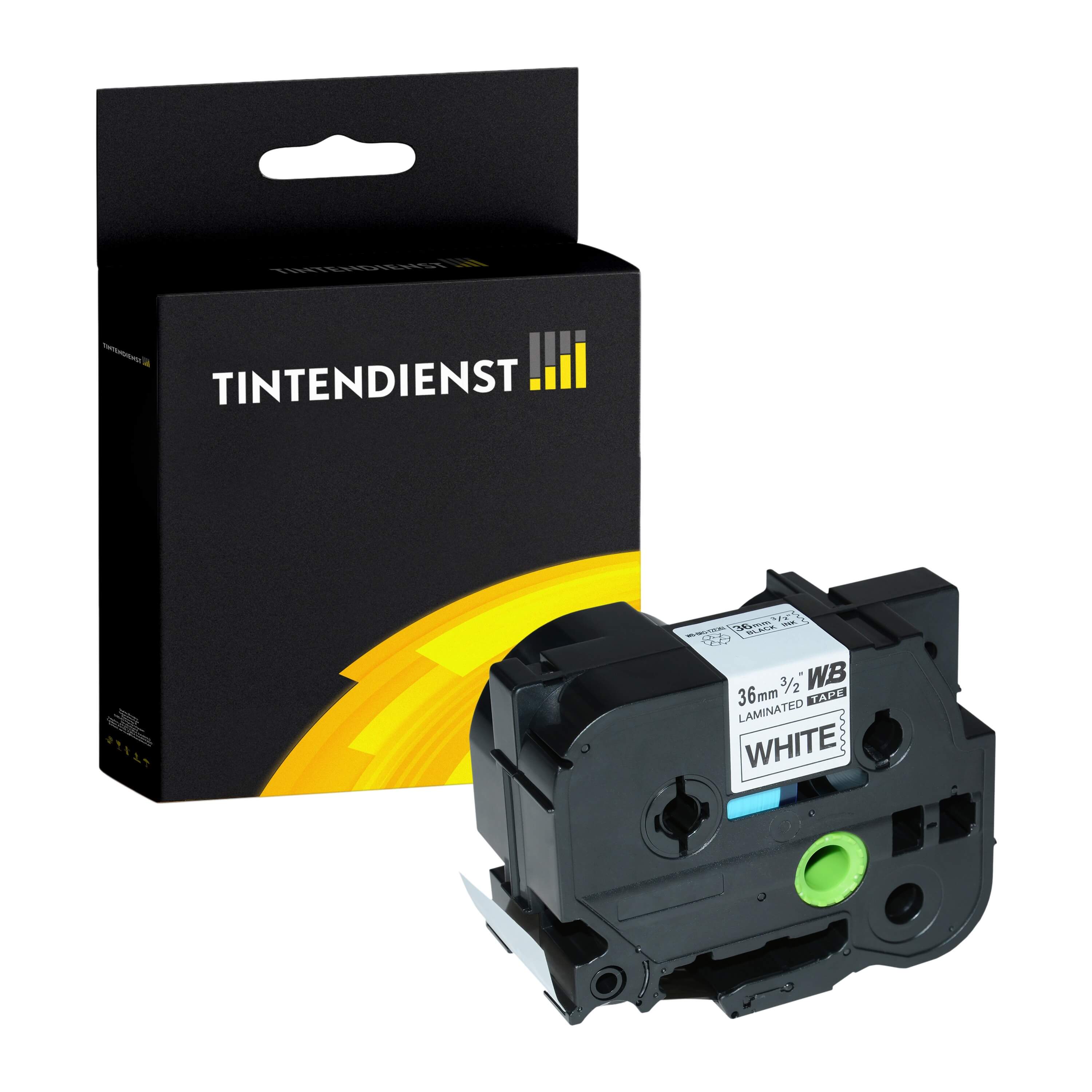 Schriftband kompatibel für Brother P-Touch 9500 PC (TZE-261) 36mm/8m Schwarz auf Weiss