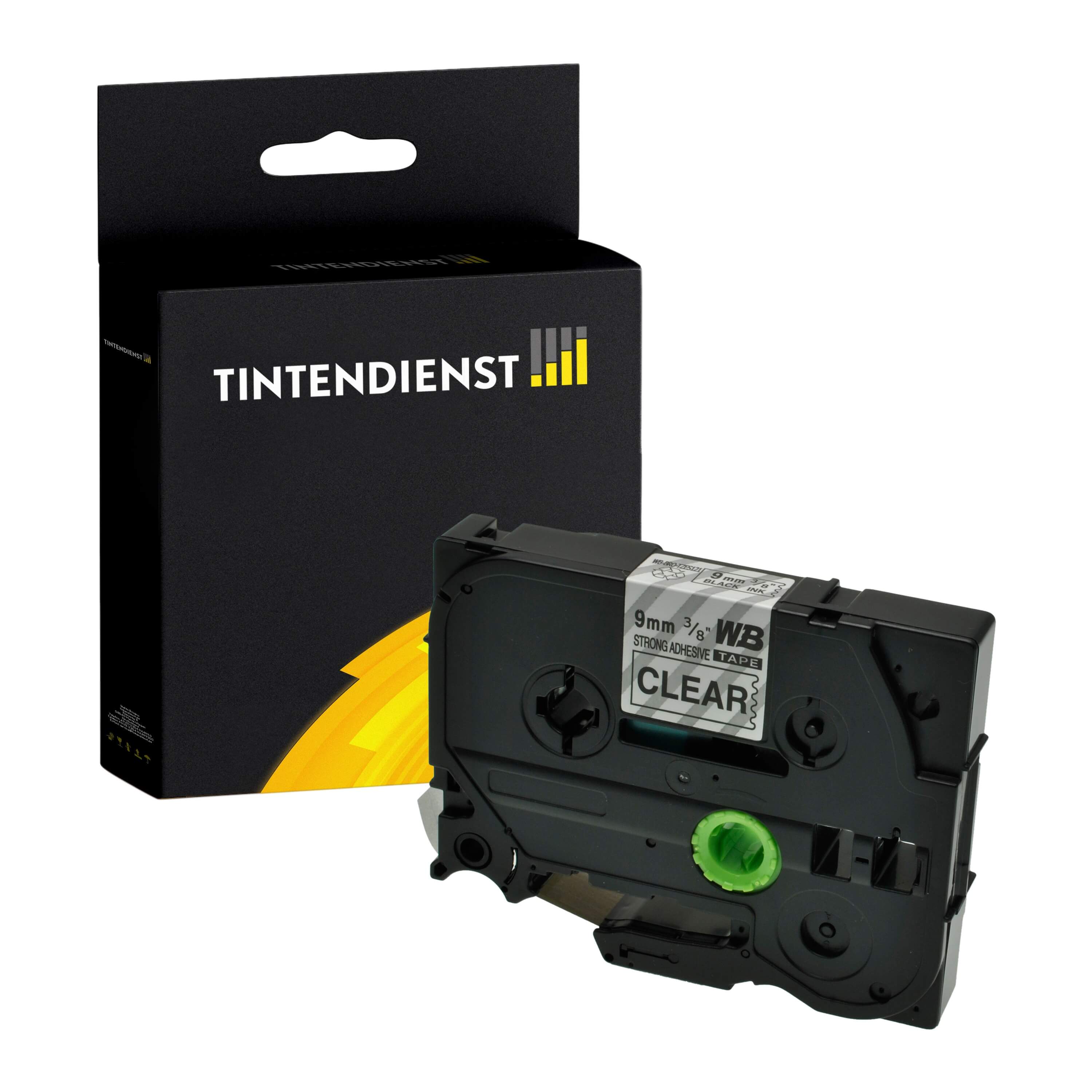 Schriftband kompatibel für Brother P-Touch H 500 Series (TZE-S121) 9mm/8m Schwarz auf Transparent