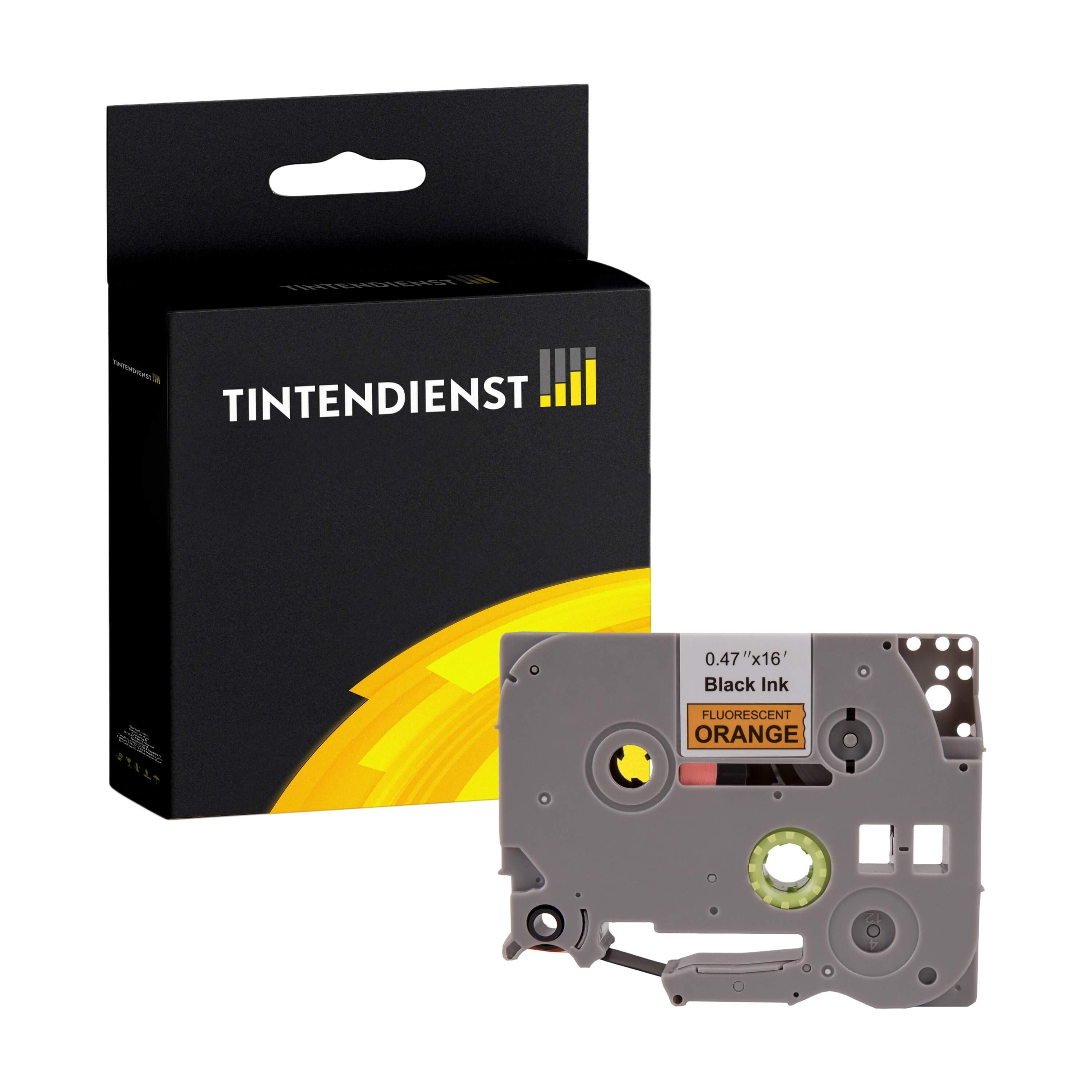 Schriftband kompatibel für Brother P-Touch E 110 Series (TZE-B31) 12mm/8m Schwarz auf Orange