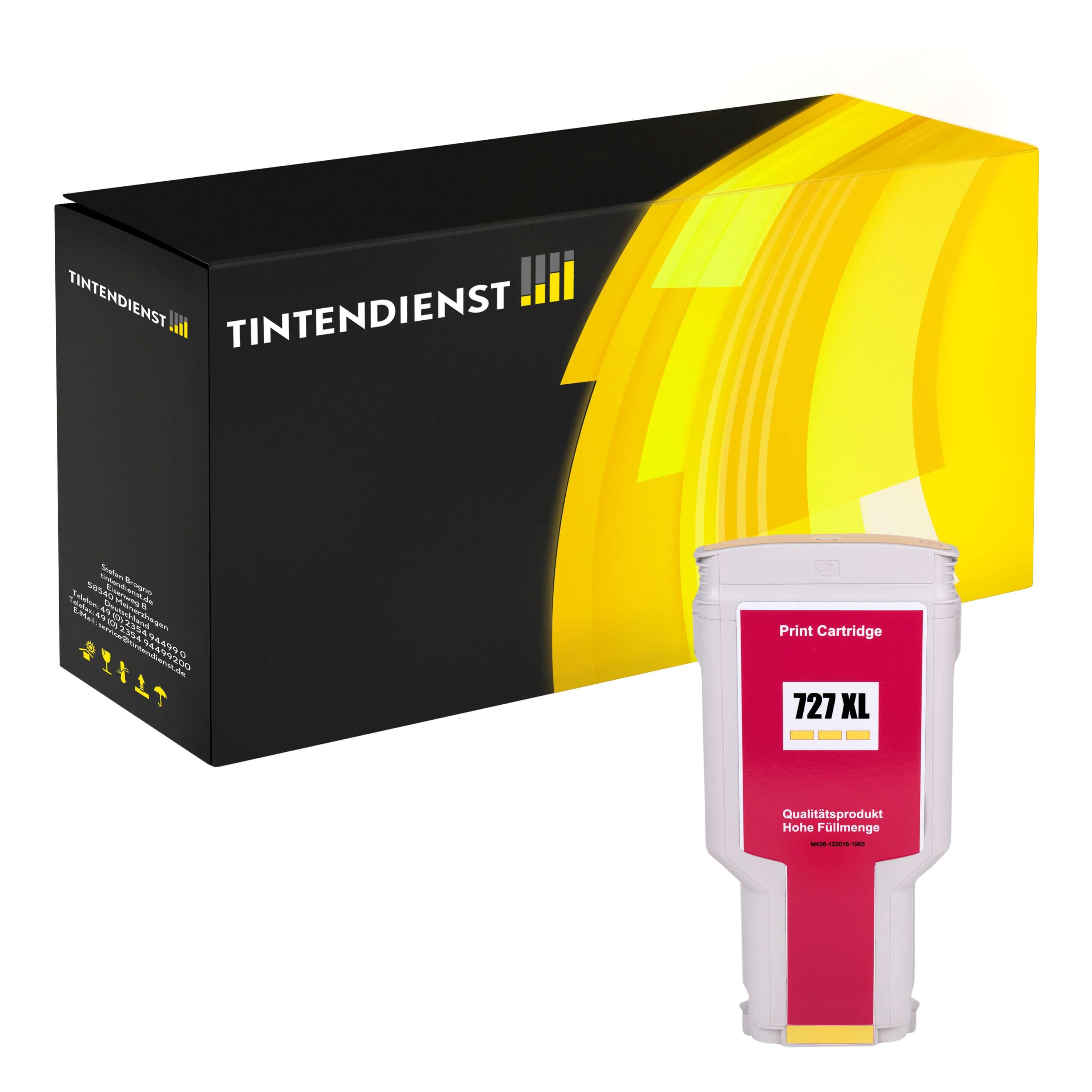 Druckerpatrone kompatibel für HP DesignJet T 920 ePrinter (F9J78A / 727) Gelb