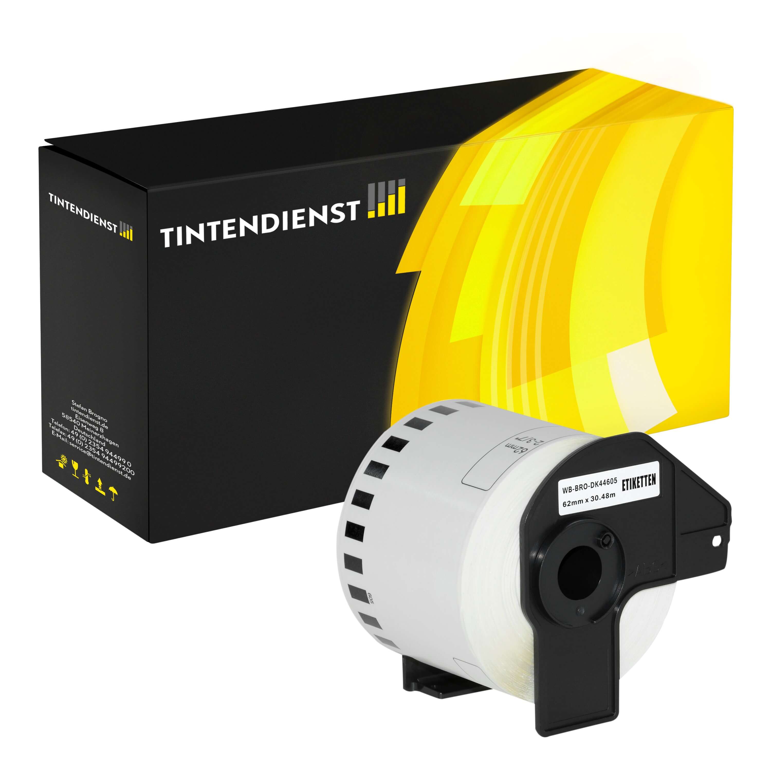 Endlosetikett kompatibel für Brother P-Touch QL 650 TD (DK-44605) Gelb 30.48m/62mm (1 Stück)