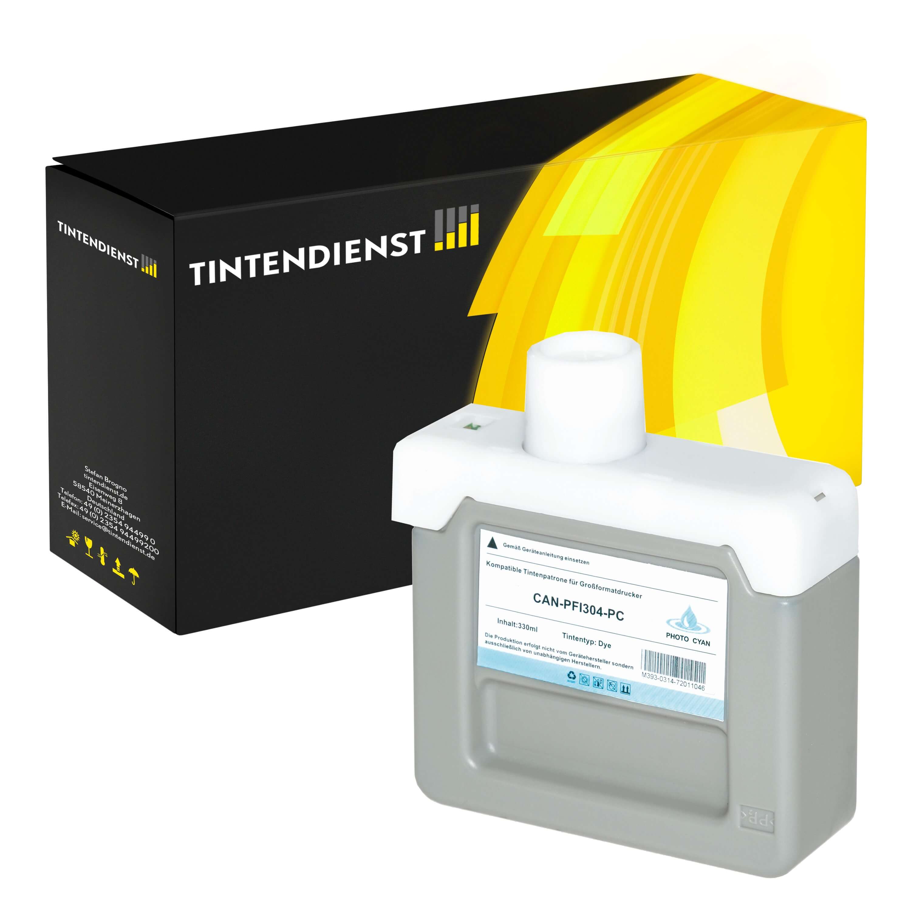 Druckerpatrone kompatibel für Canon imagePROGRAF IPF 8300 (3853B005 / PFI-304PC) Photo Cyan