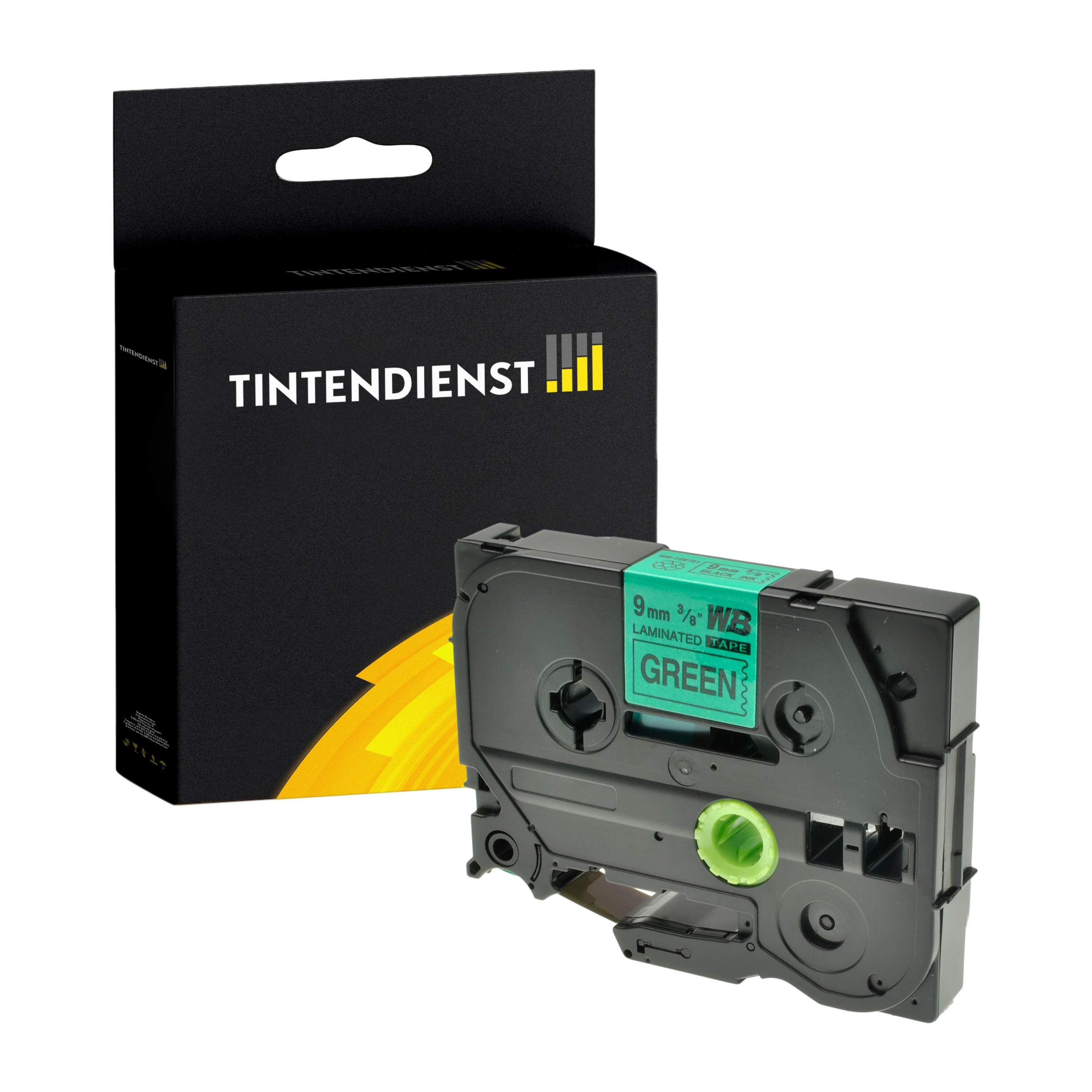 Schriftband kompatibel für Brother P-Touch 9700 PC (TZE-721) 9mm/8m Schwarz auf Grün