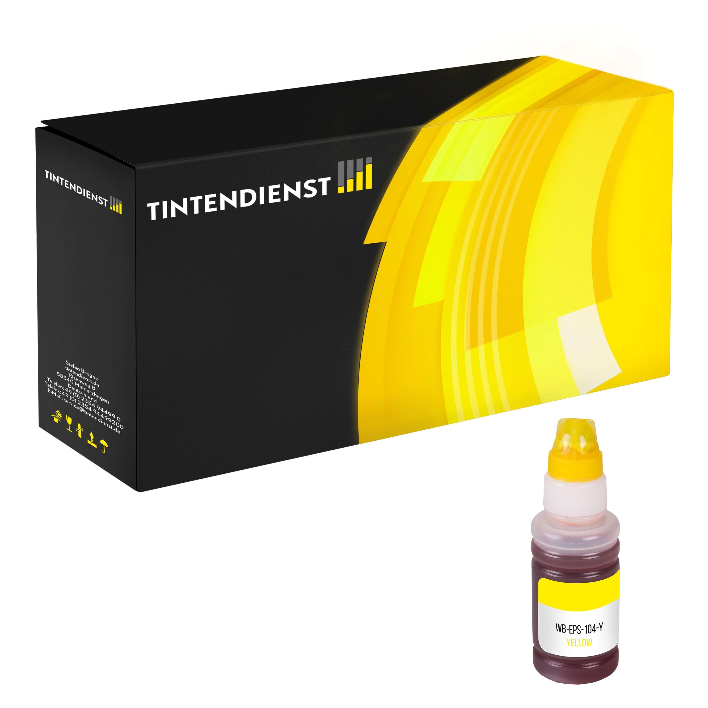 Tintentank kompatibel für Epson C13T00P440 / 104 Gelb