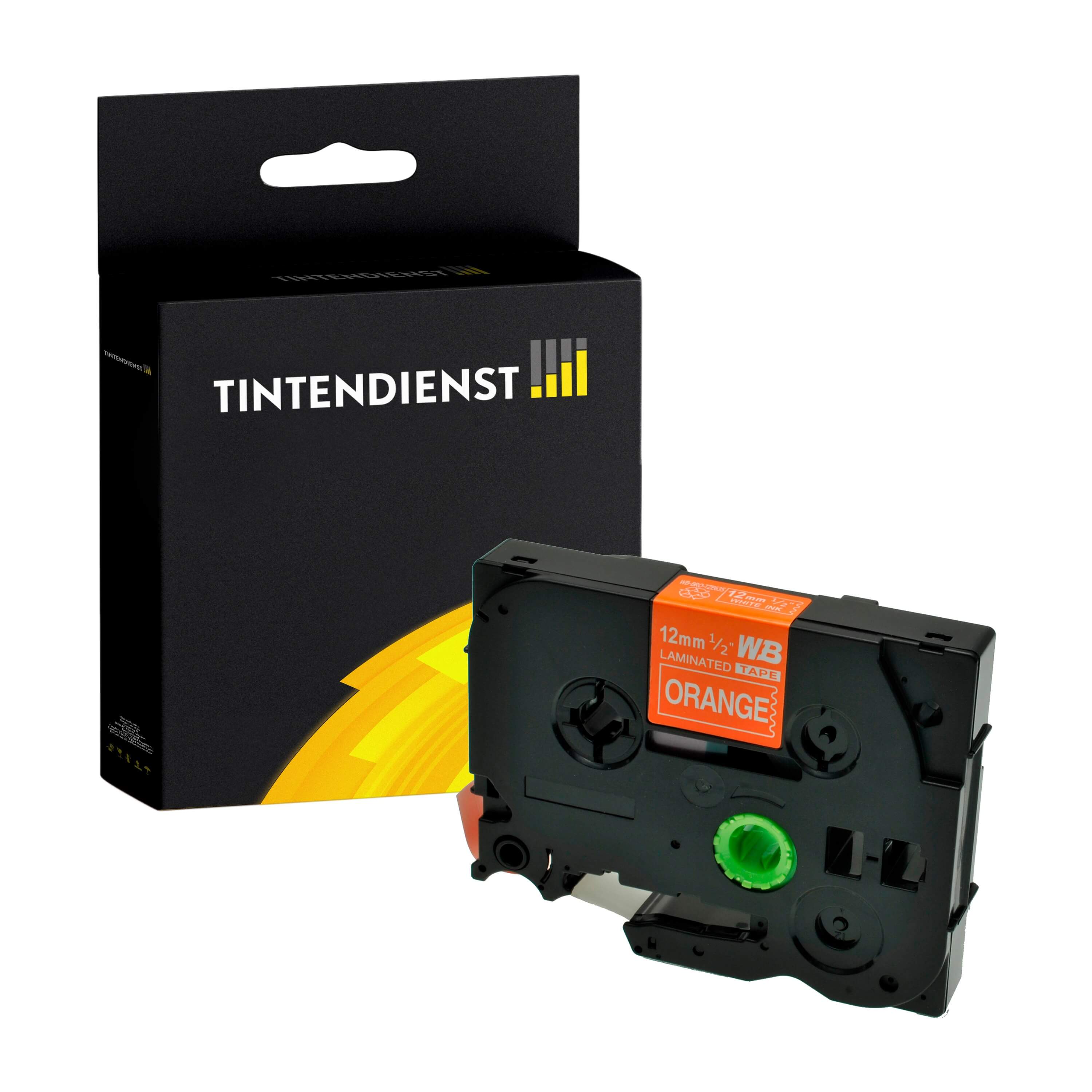 Schriftband kompatibel für Brother P-Touch 200 (TZE-635) 12mm/8m Weiss auf Orange